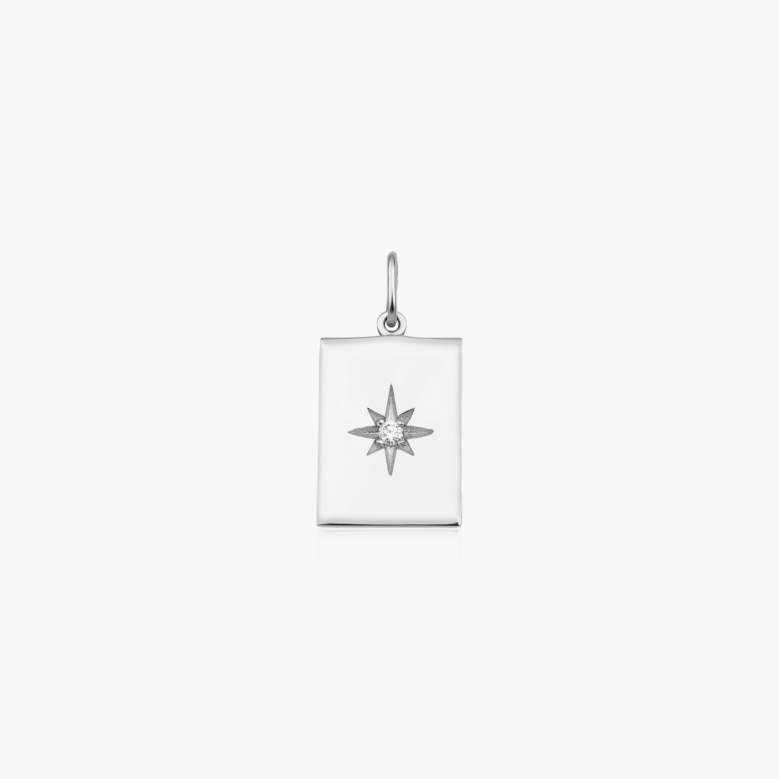 Diamond Rectangle North Star Pendant Necklace