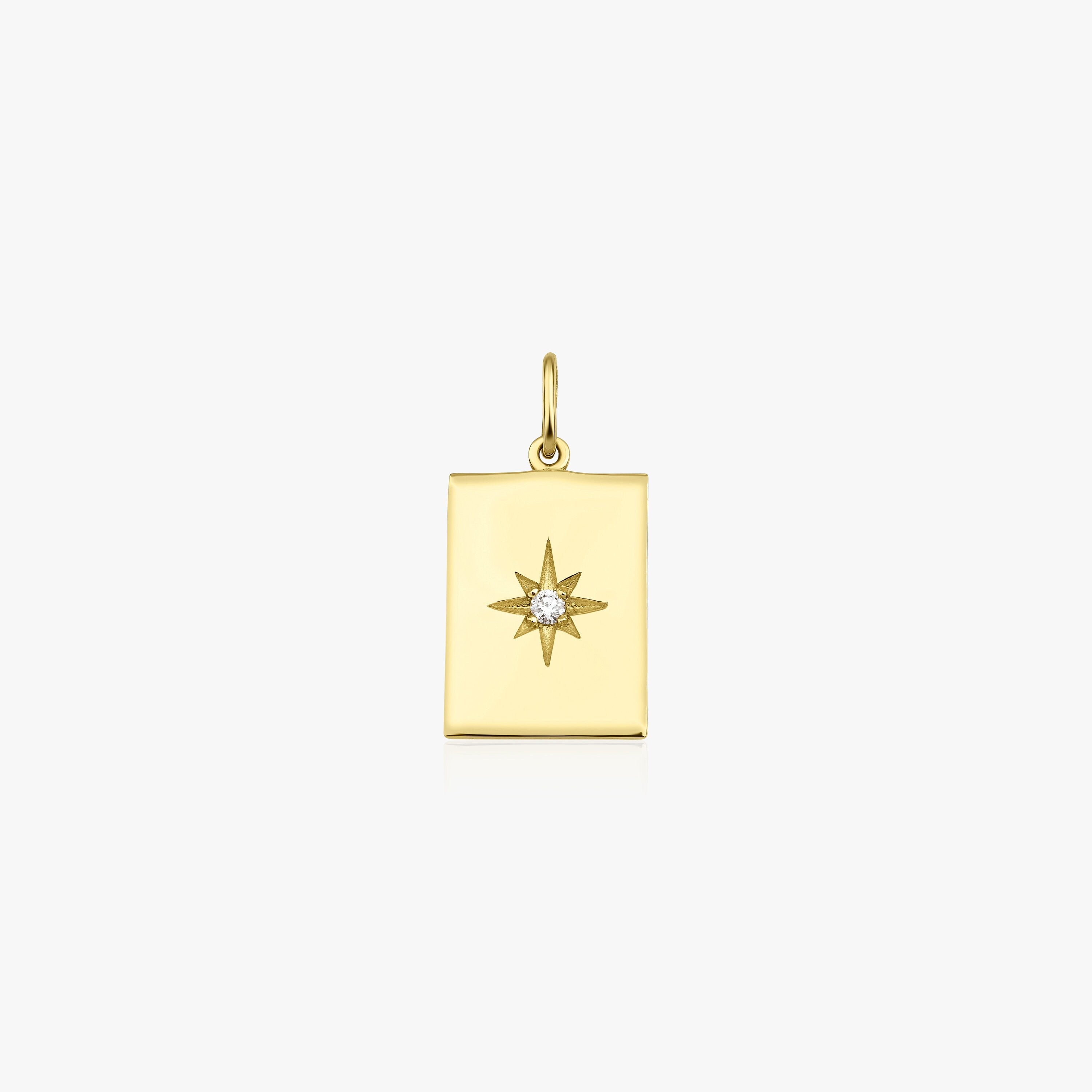 Diamond Rectangle North Star Pendant Necklace