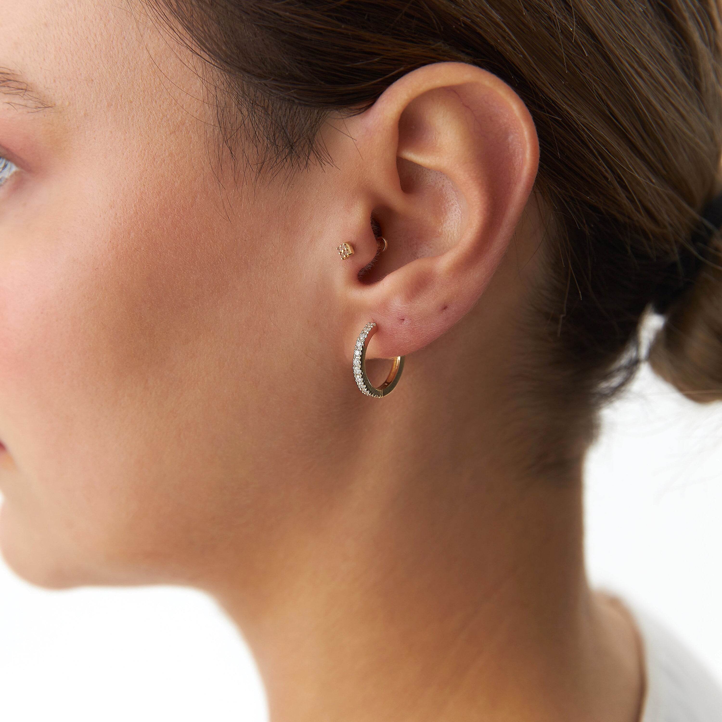 Large Diamond Hoops in 14K Gold