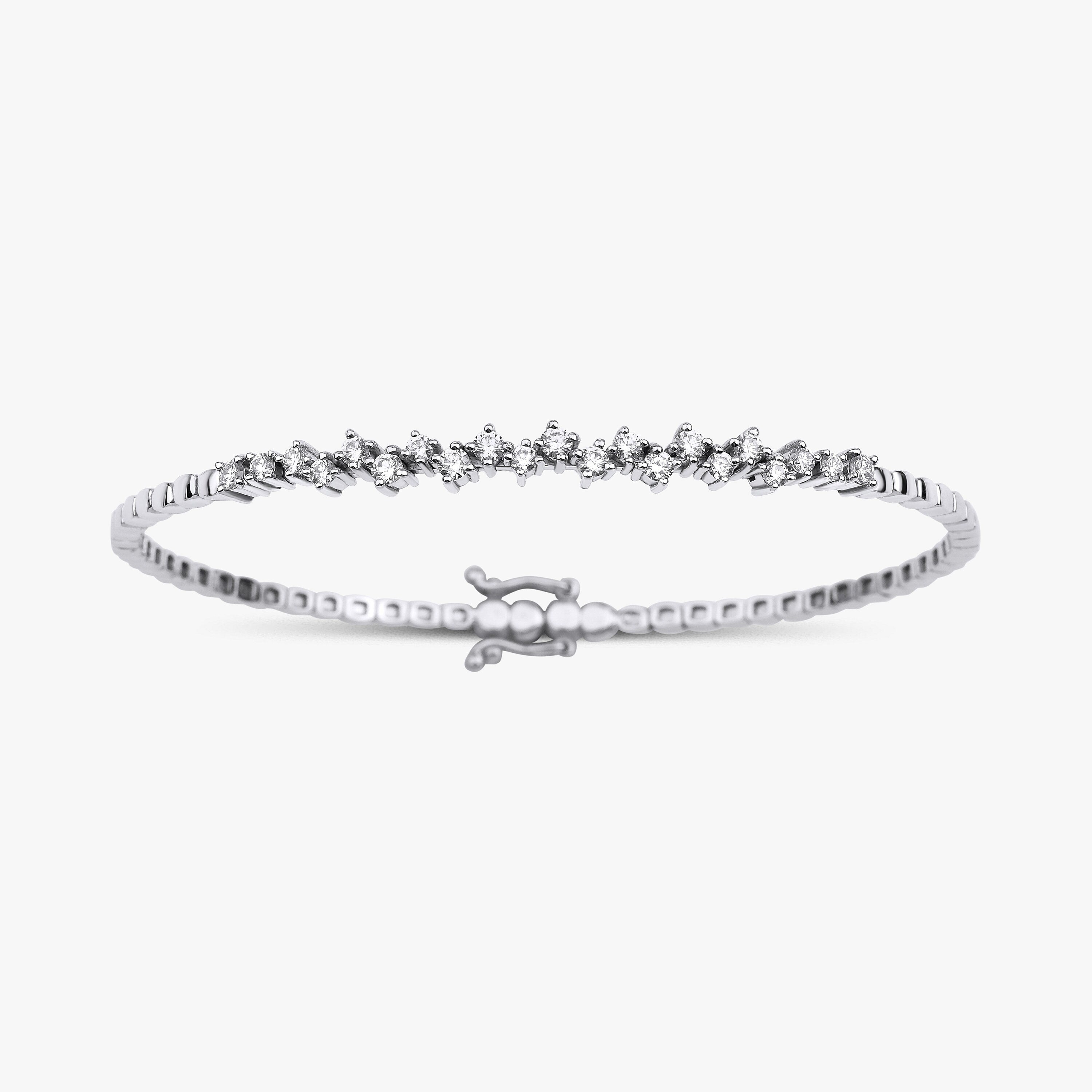 Cluster Diamond Bangle in 14K Gold