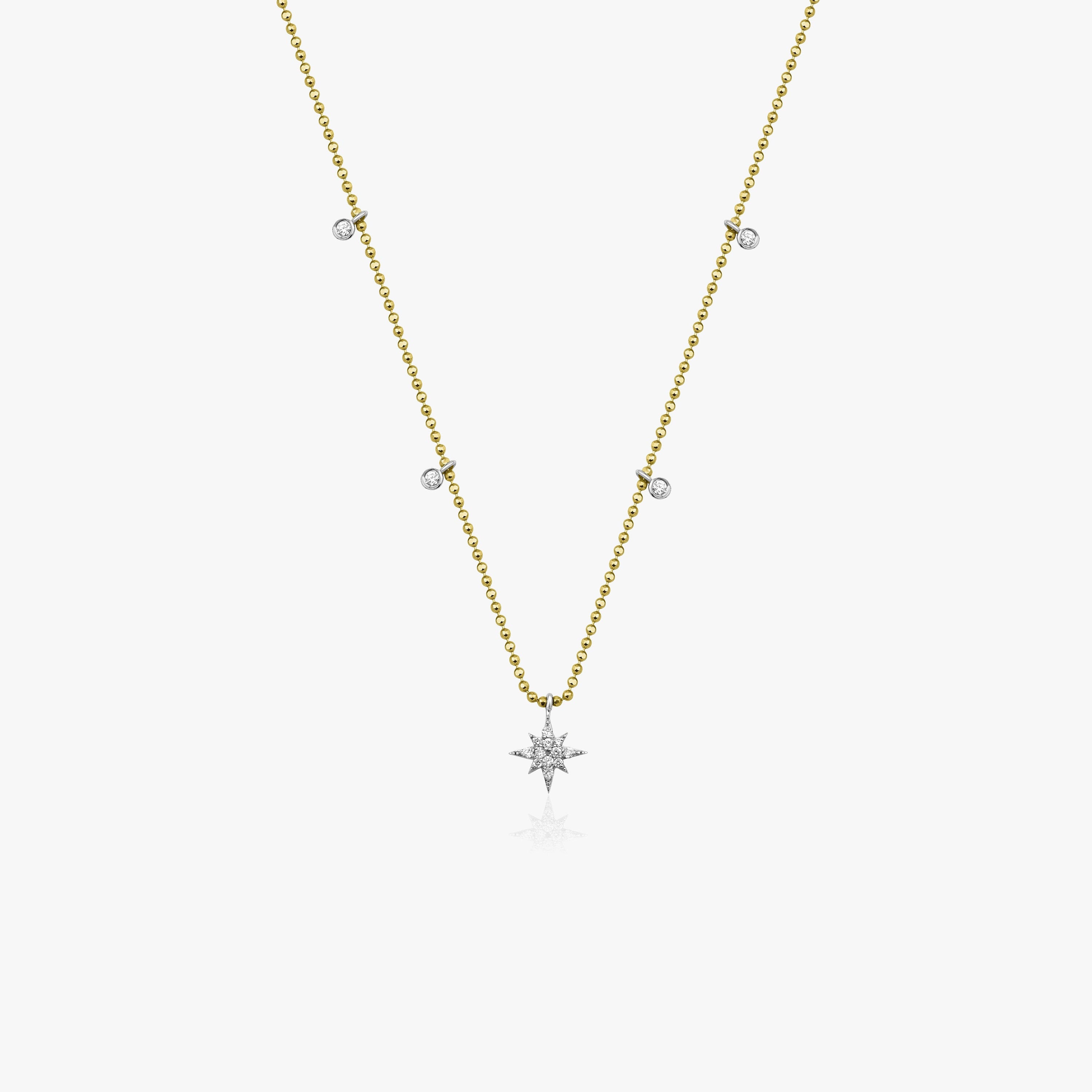 Ball Chain Diamond North Star Station Necklace