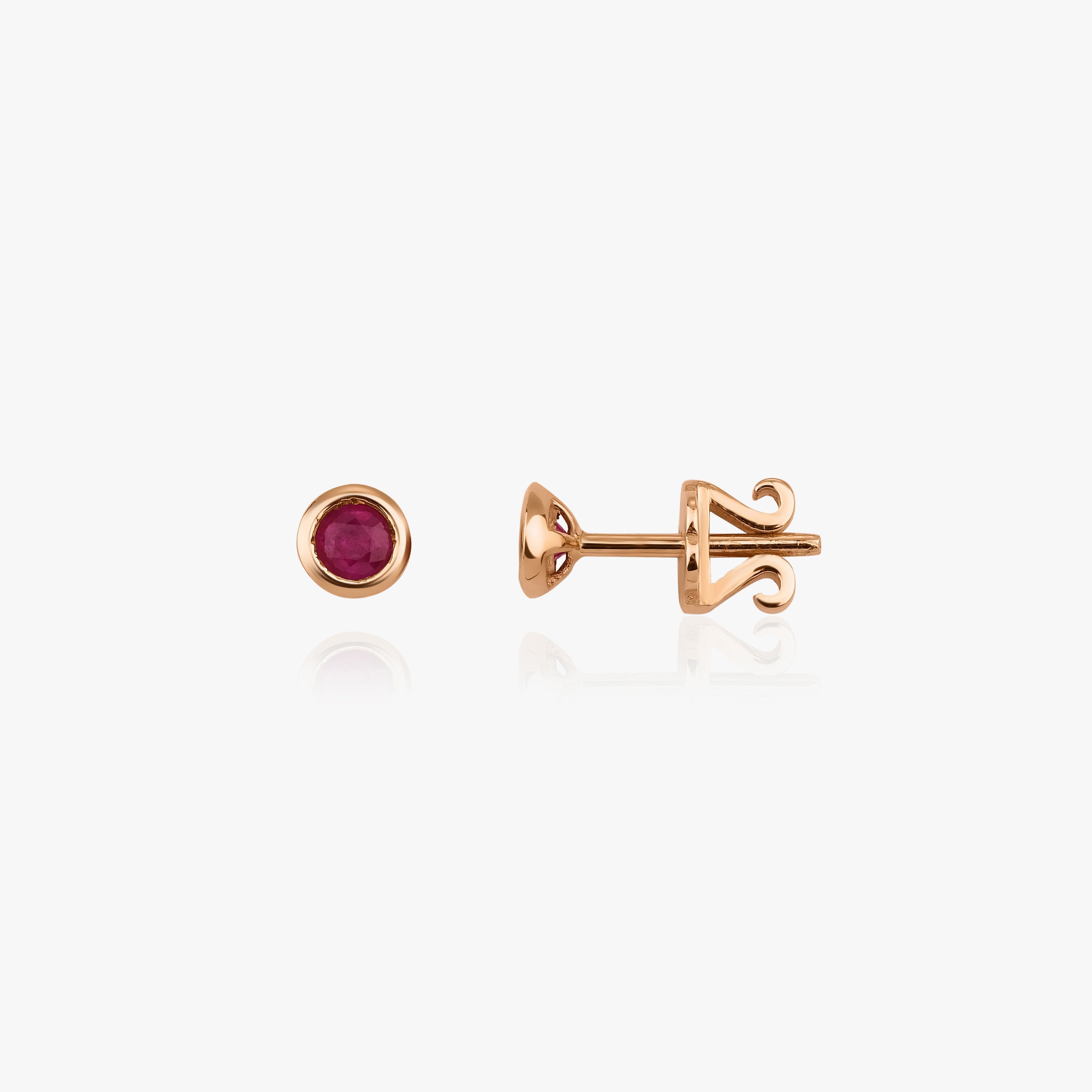 Natural Ruby Stud Earrings Available in 14K and 18K Gold