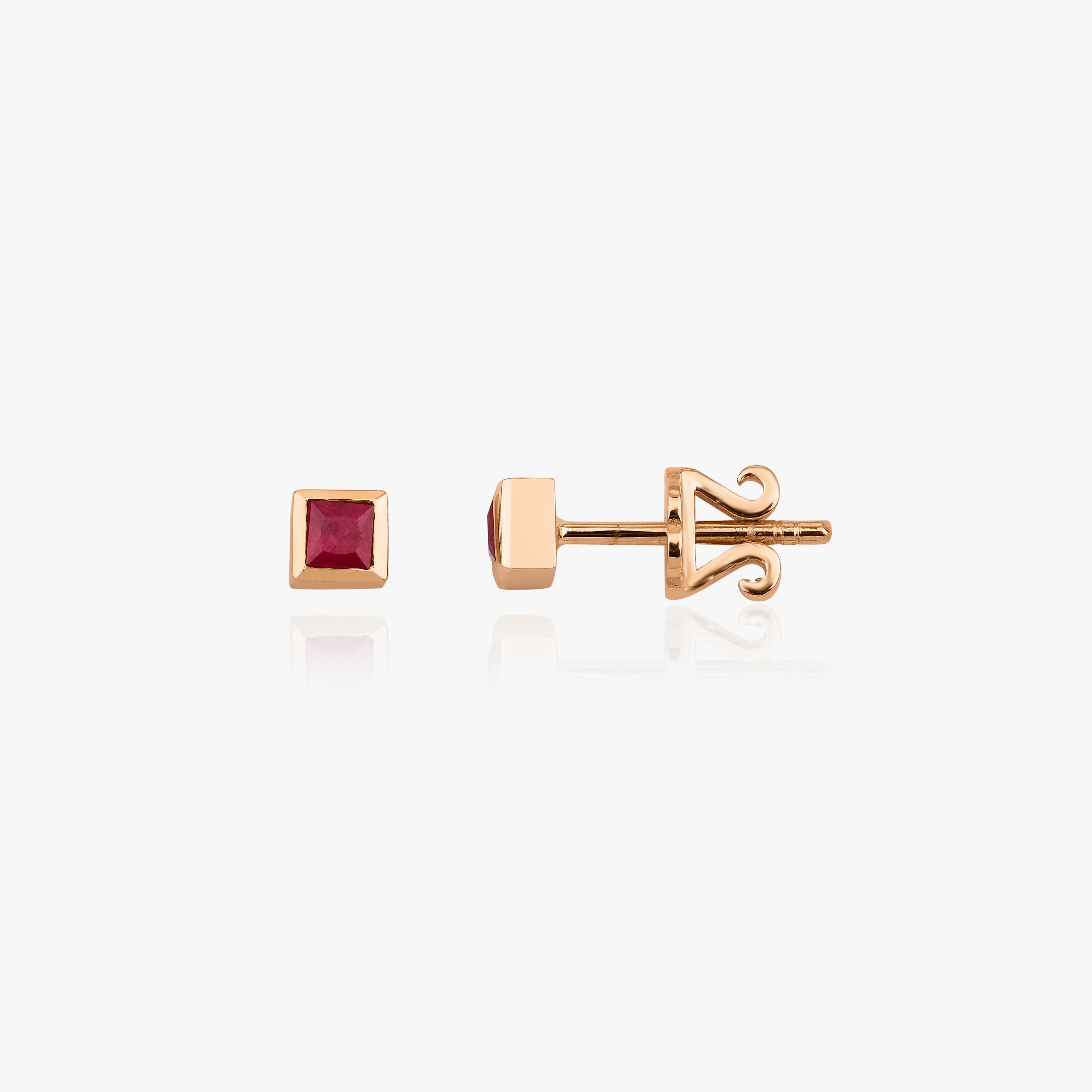 Princess Cut Ruby Earrings Available in 14K and 18K Gold
