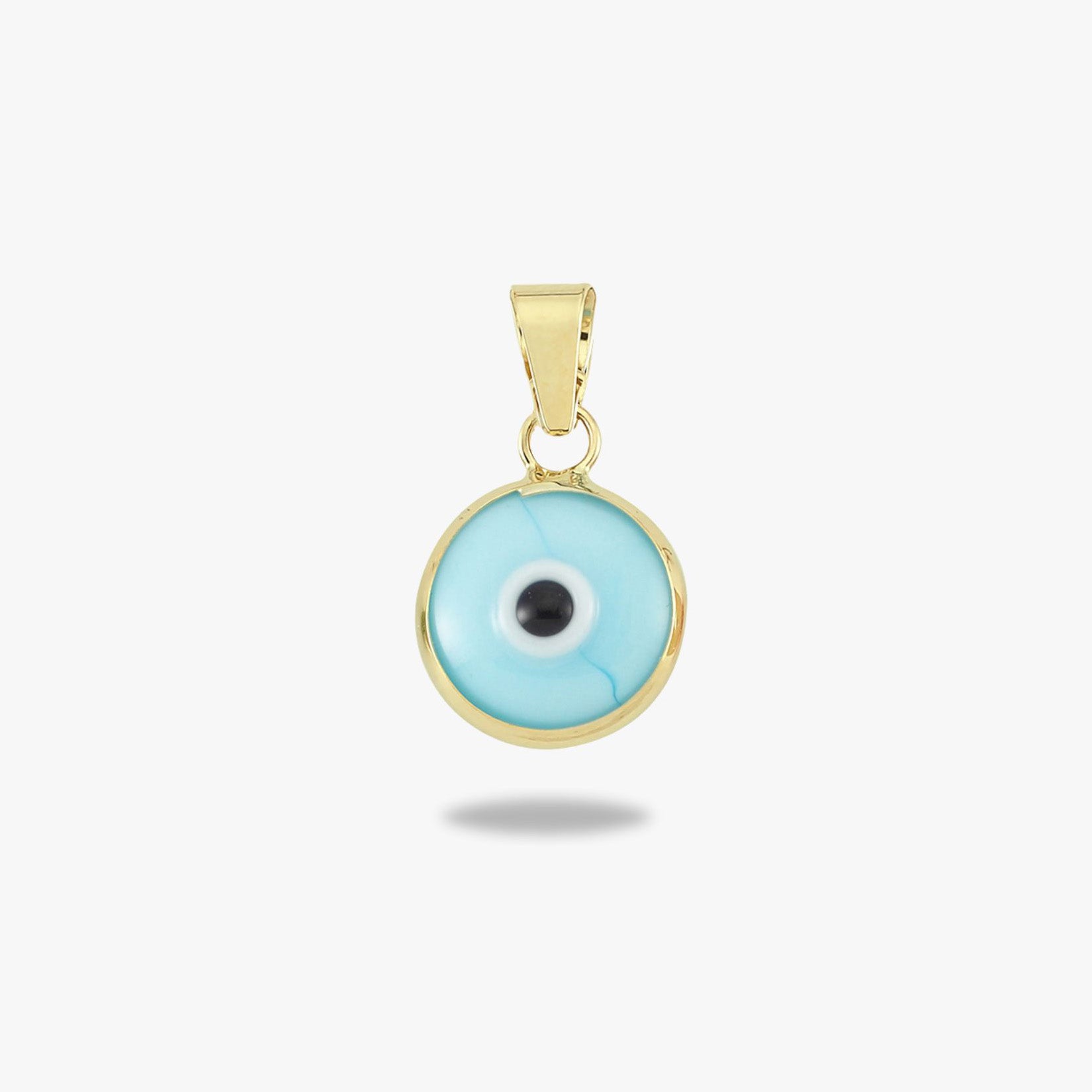 Baby Blue Evil Eye Pendant Necklace in 14K Gold