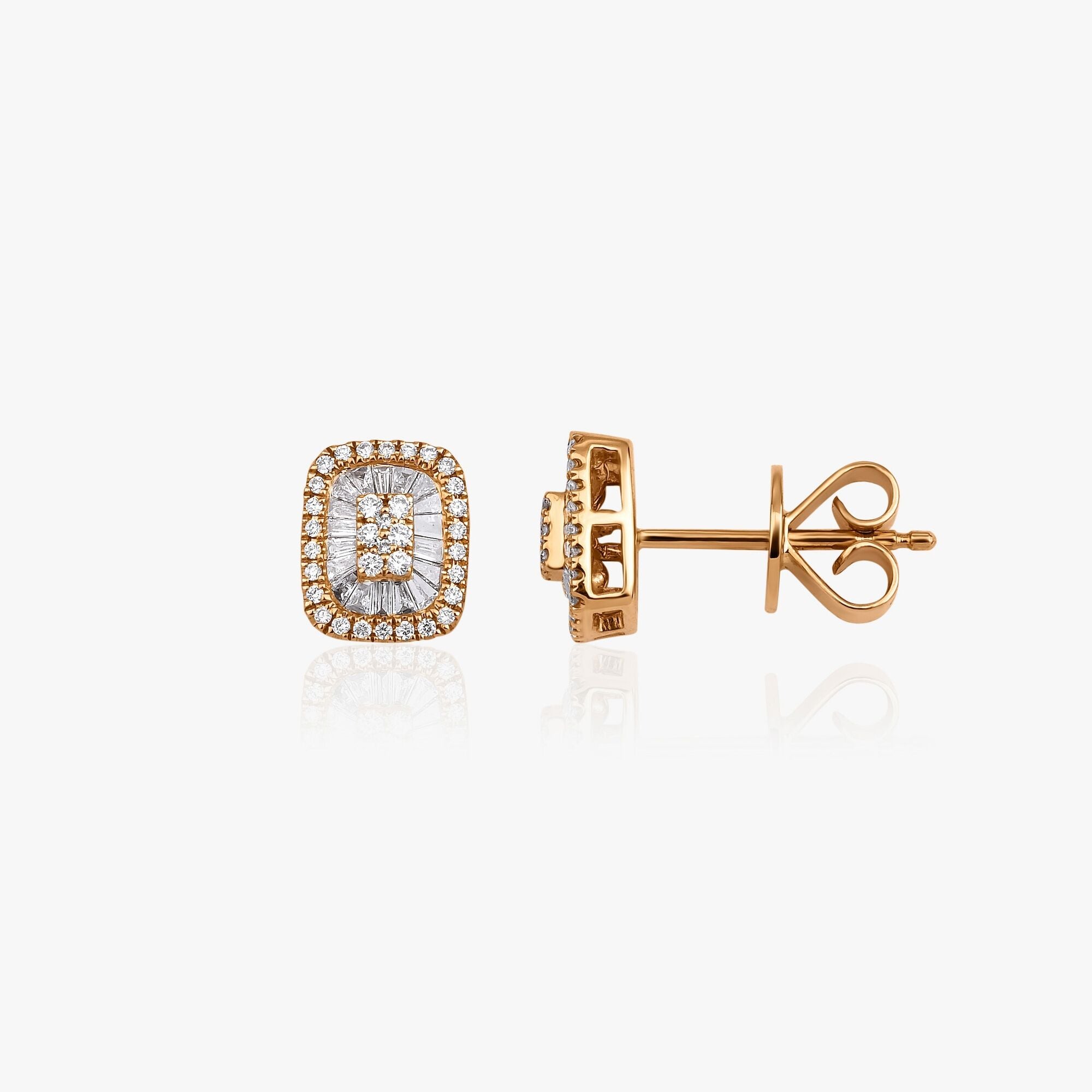 Baguette Diamond Stud Earrings in 18K Gold