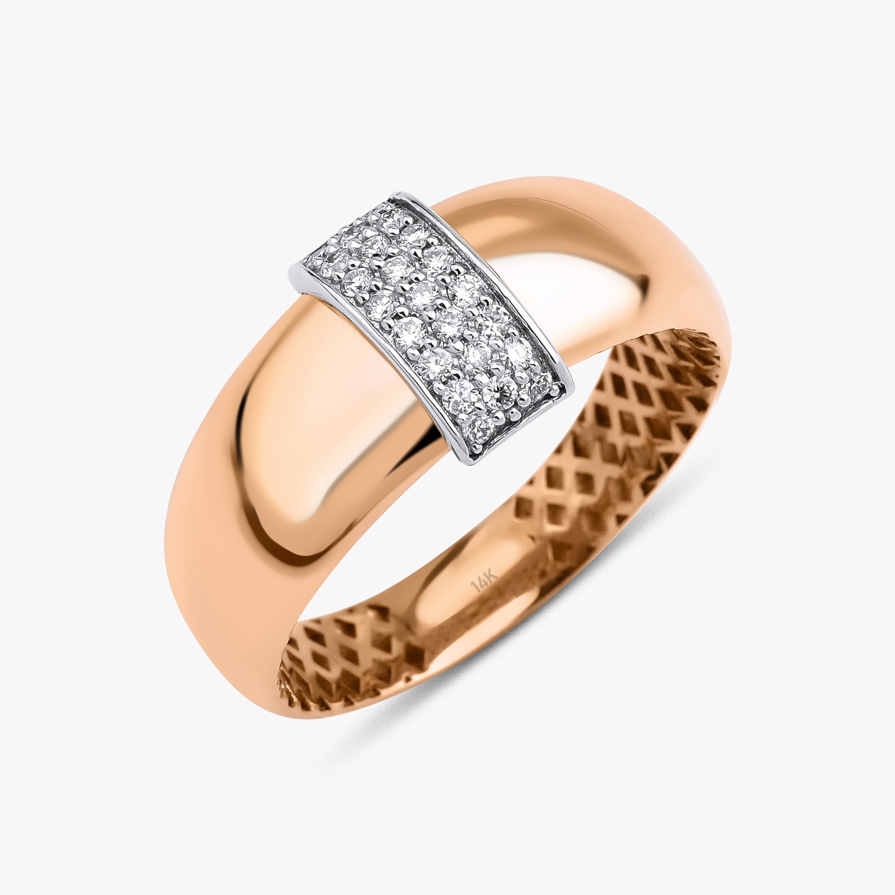 Pave Set Diamond Dome Ring in 14K Gold