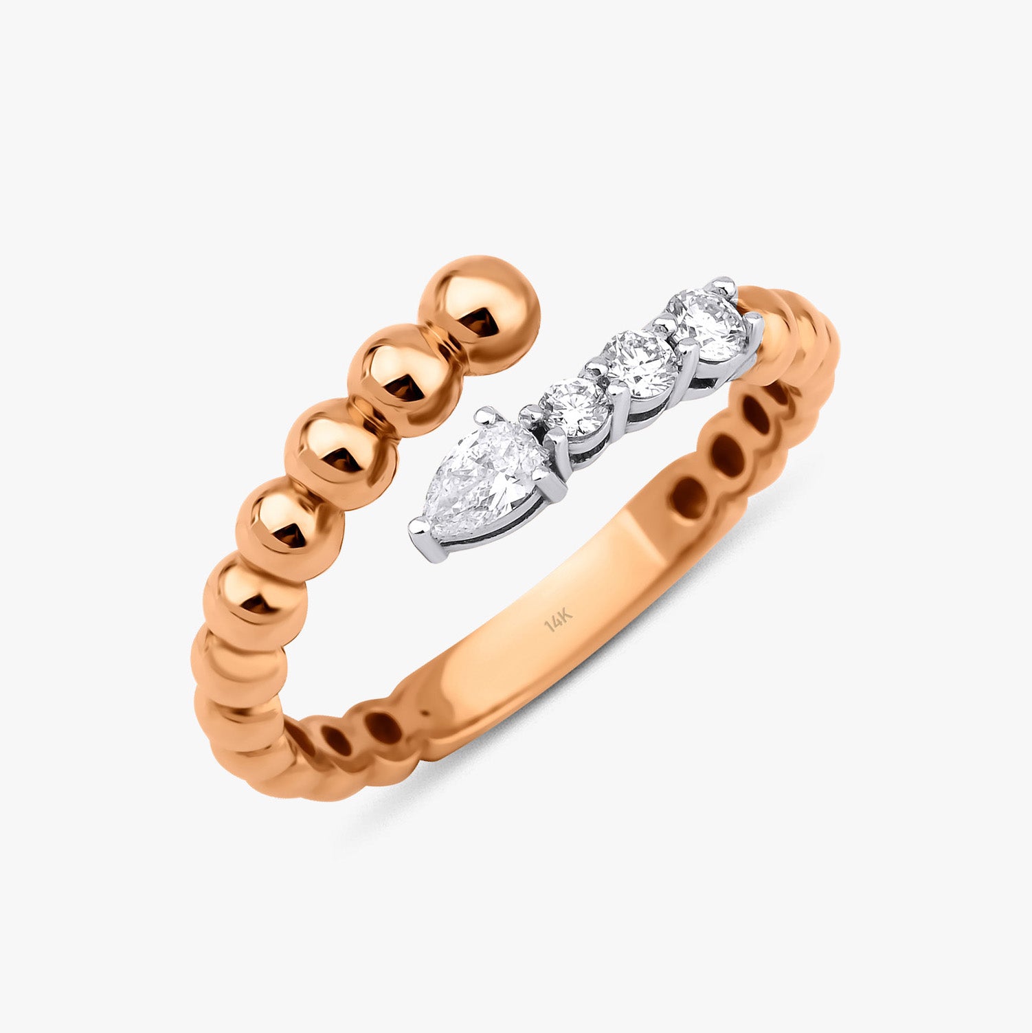 Diamond Beaded Harmony Ring in 14K Gold