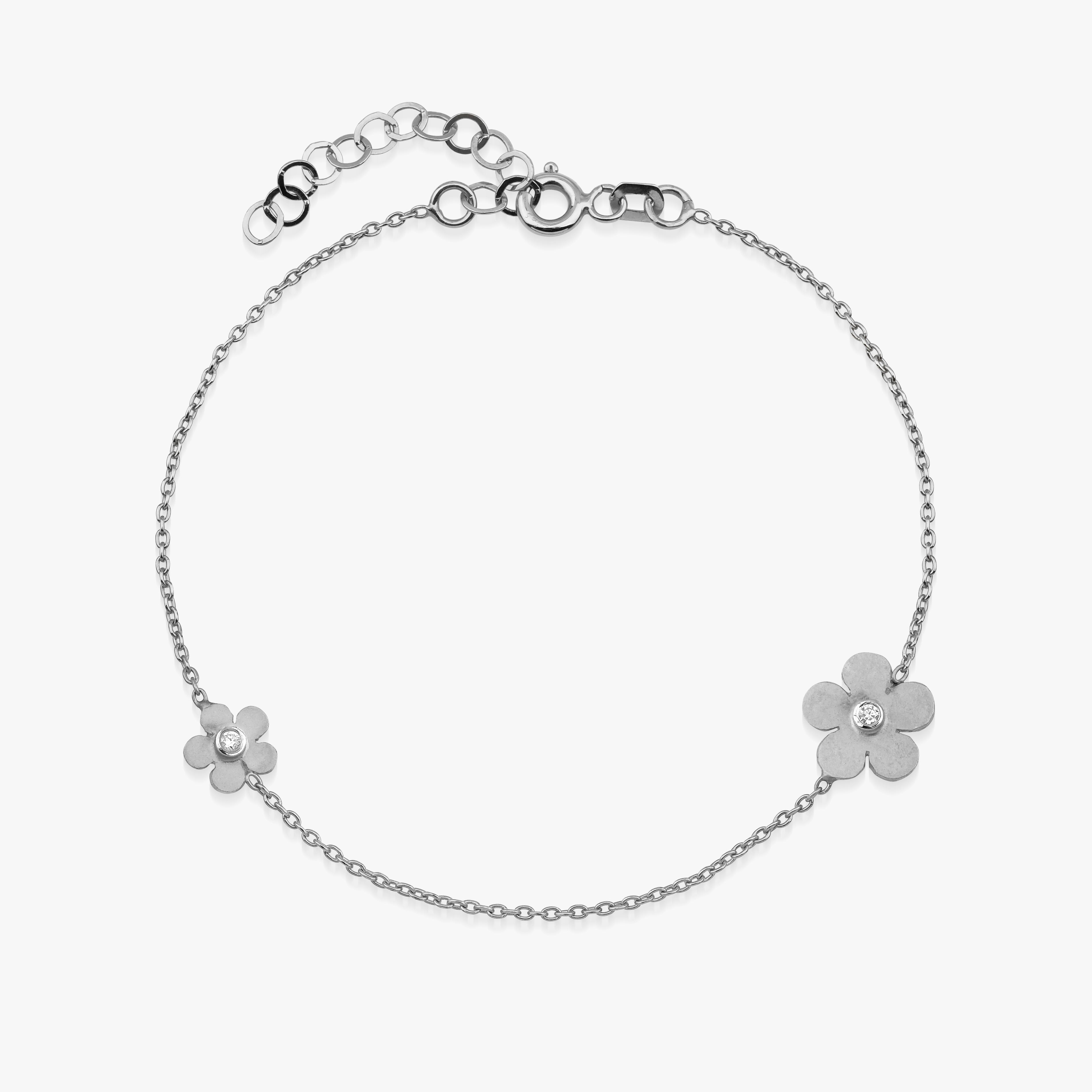 Diamond Flower Bracelet in 14K Gold