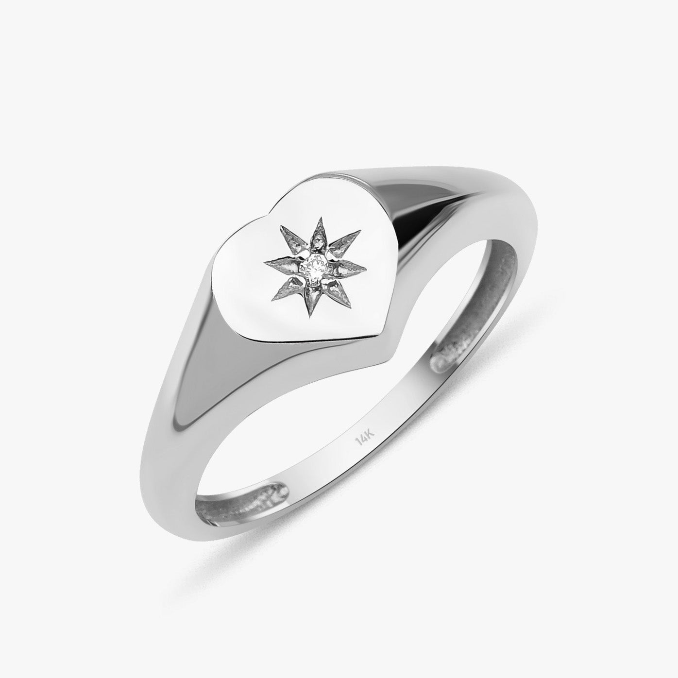 Diamond Heart Pinky Ring in 14K Gold