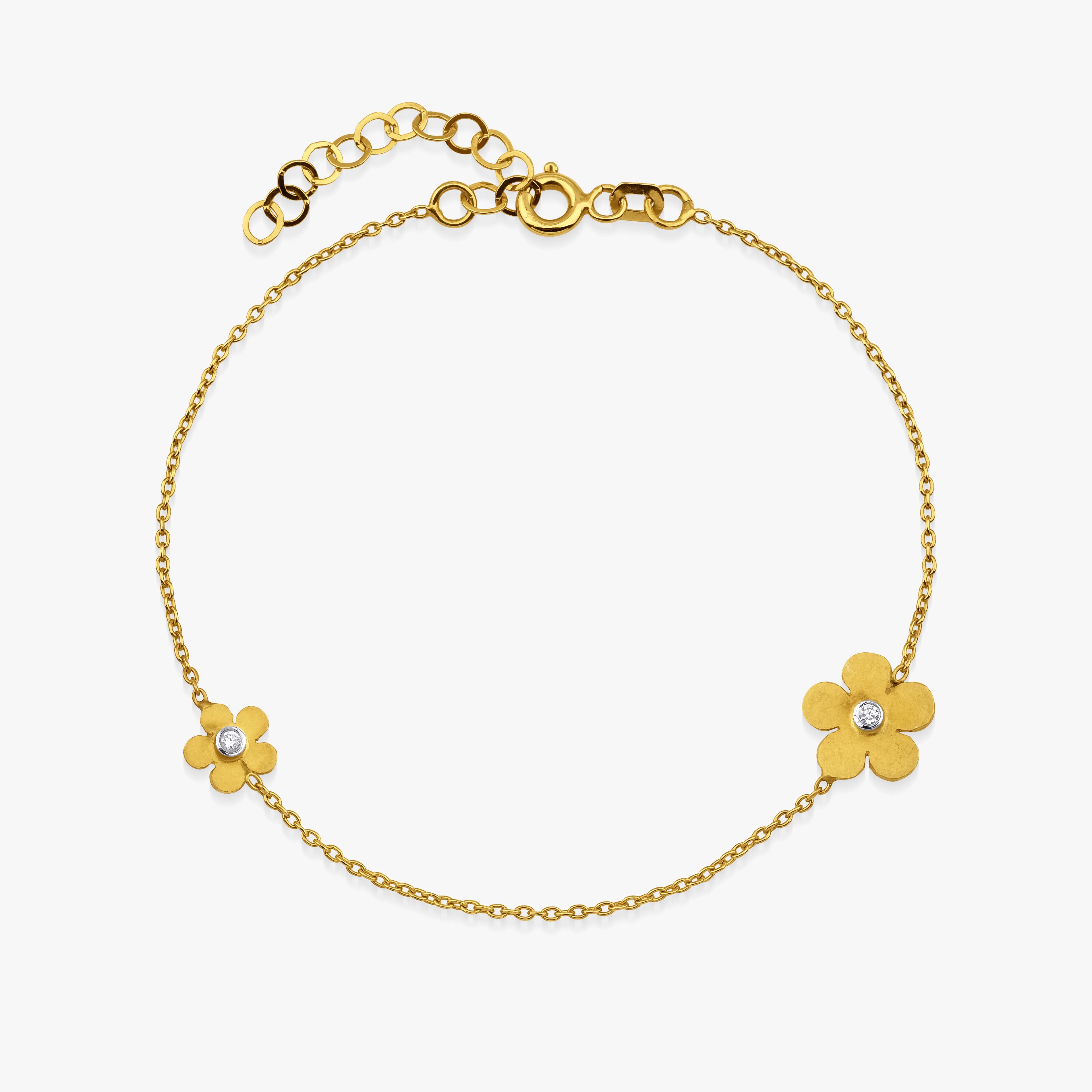 Diamond Flower Bracelet in 14K Gold