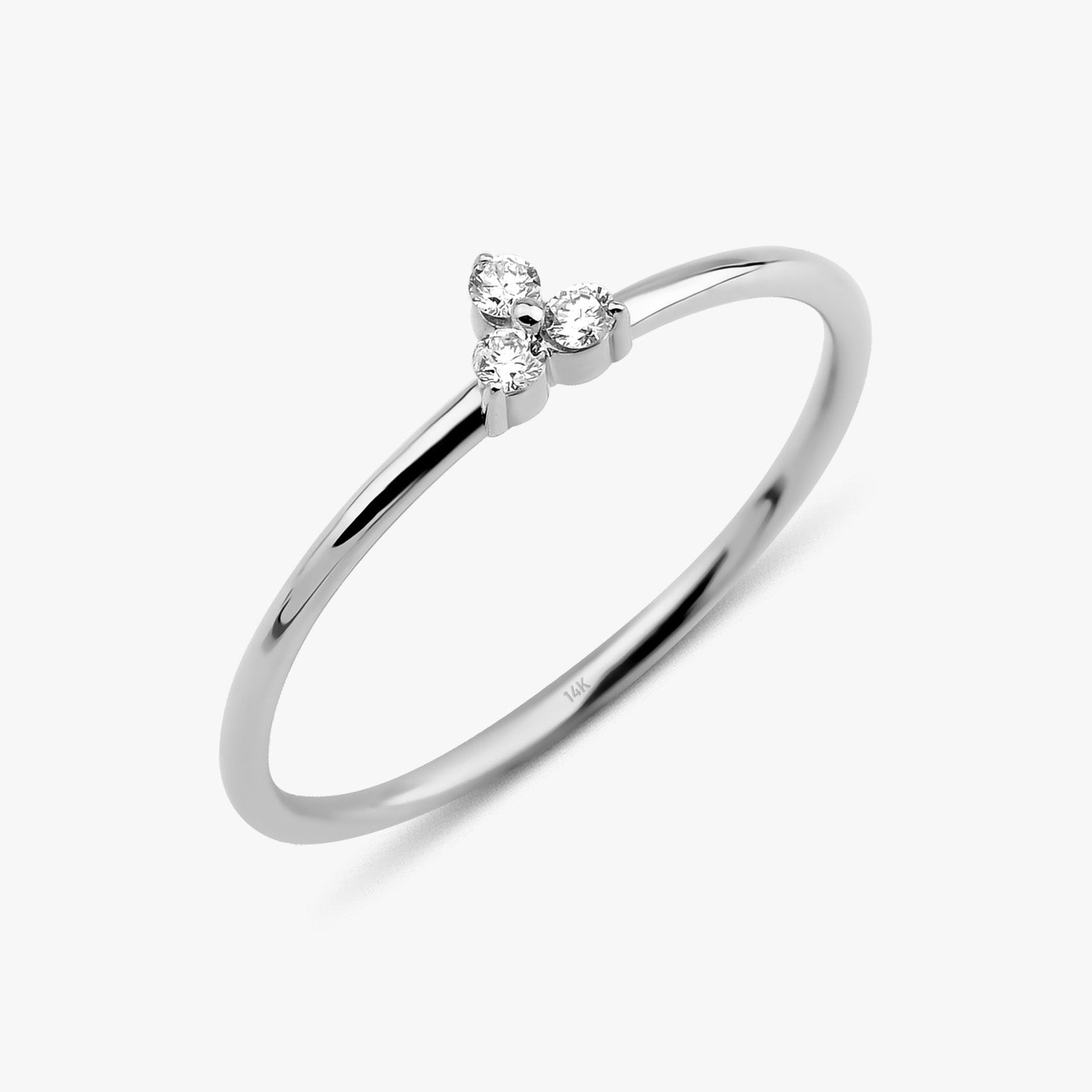 Tiny Triple Diamond Ring in 14K Gold