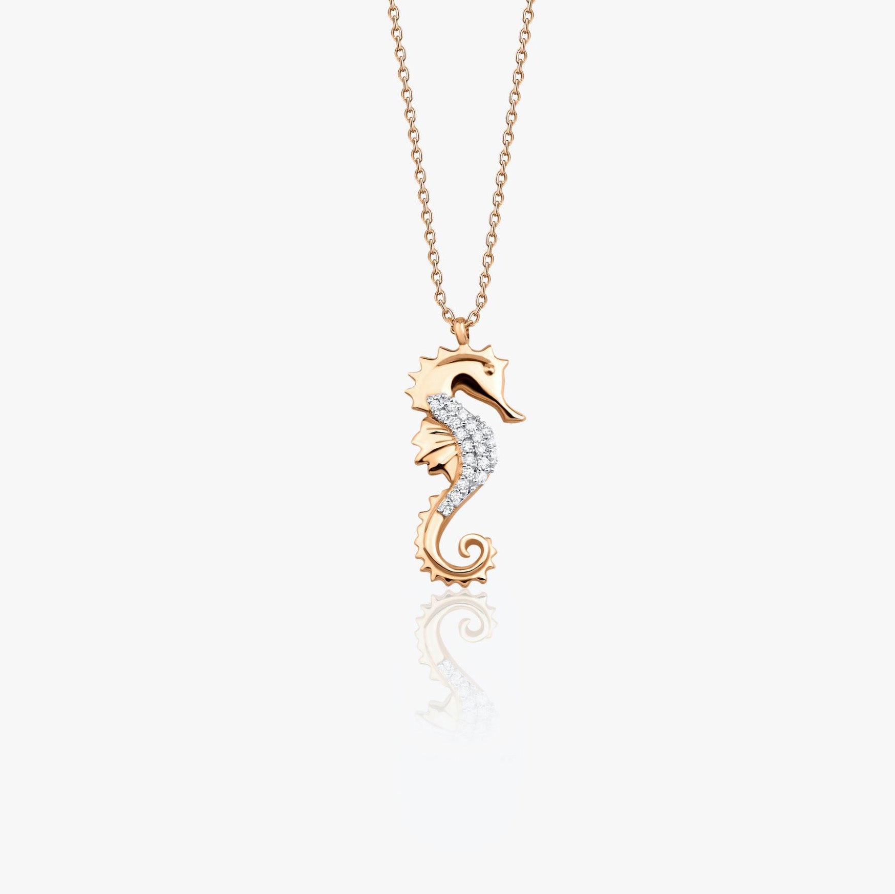 Diamond Seahorse Pendant Necklace in 14K and 18K Gold