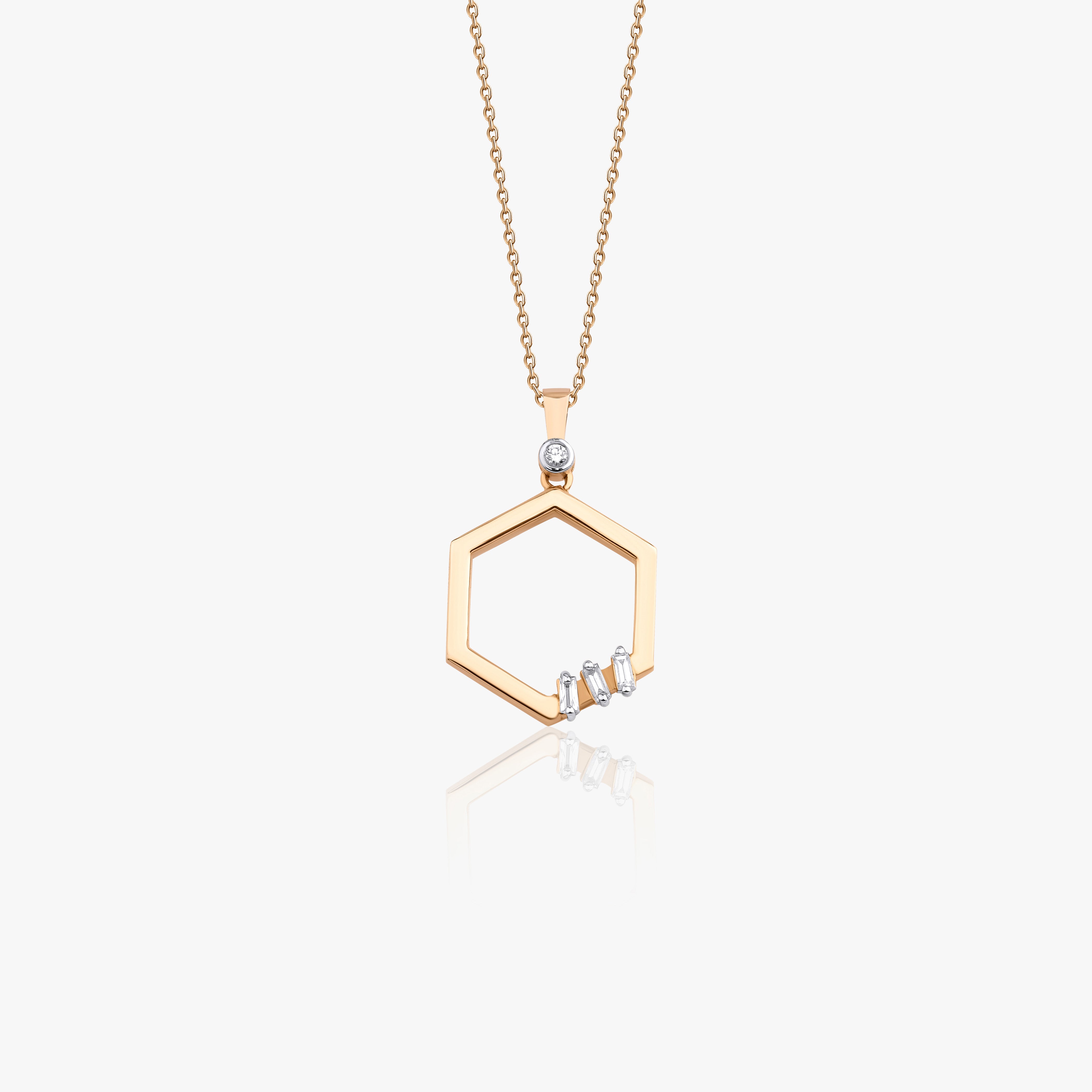 Diamond Hexagon Necklace Available in 14K and 18K Gold