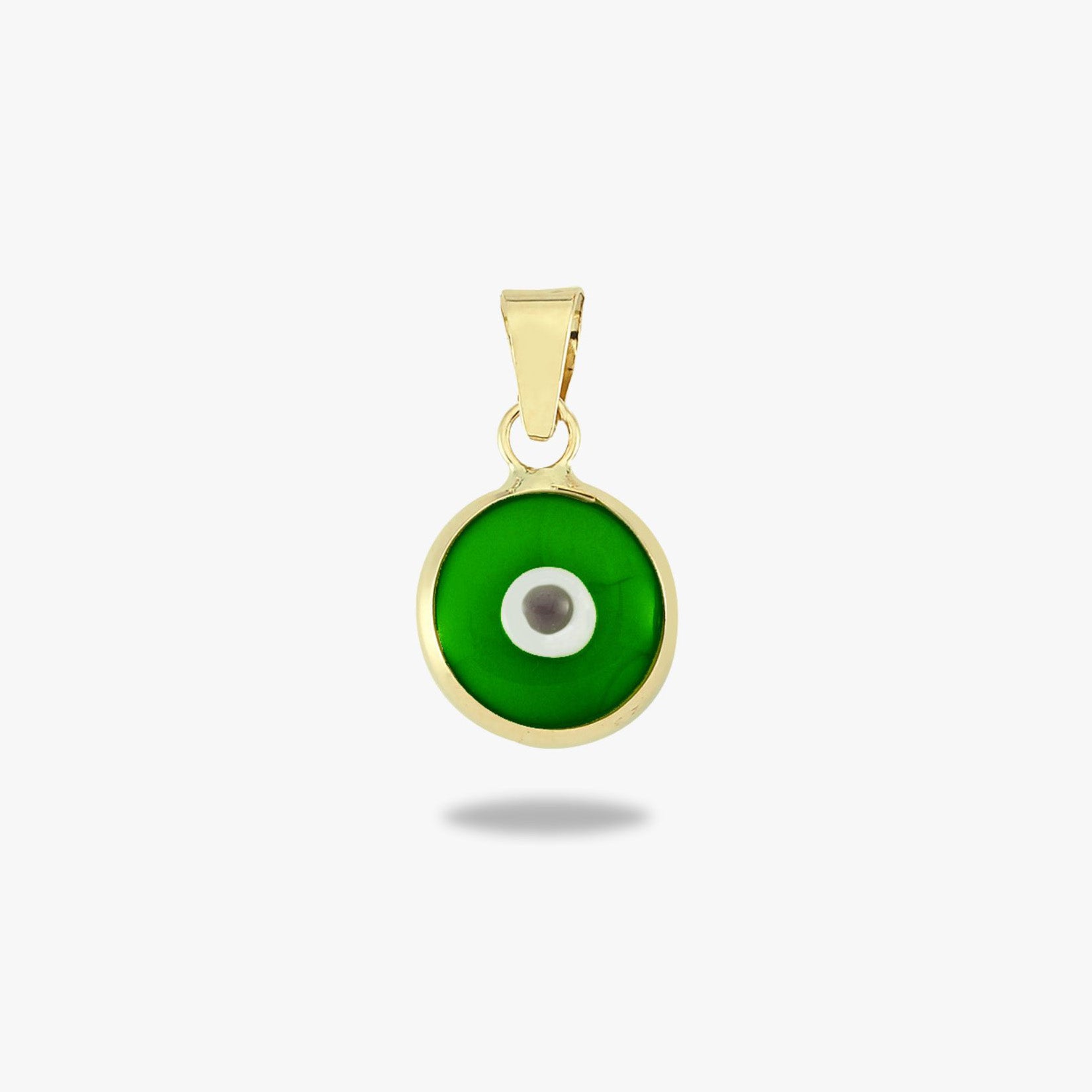 Green Evil Eye Pendant Necklace in 14K Gold