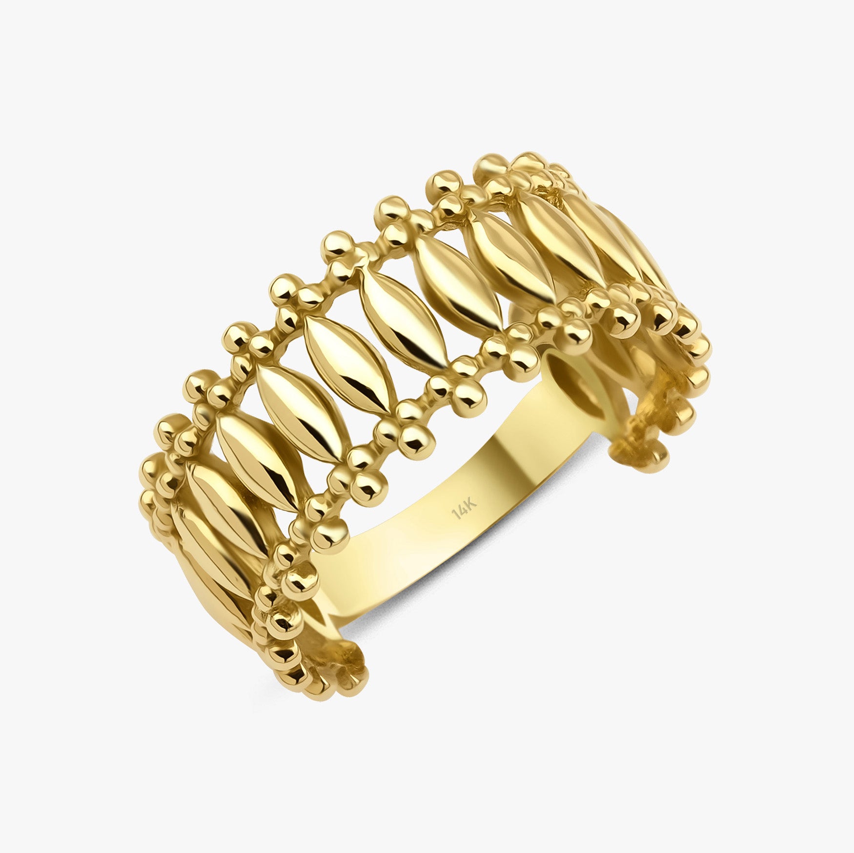 14K Gold Bold Crown Ring