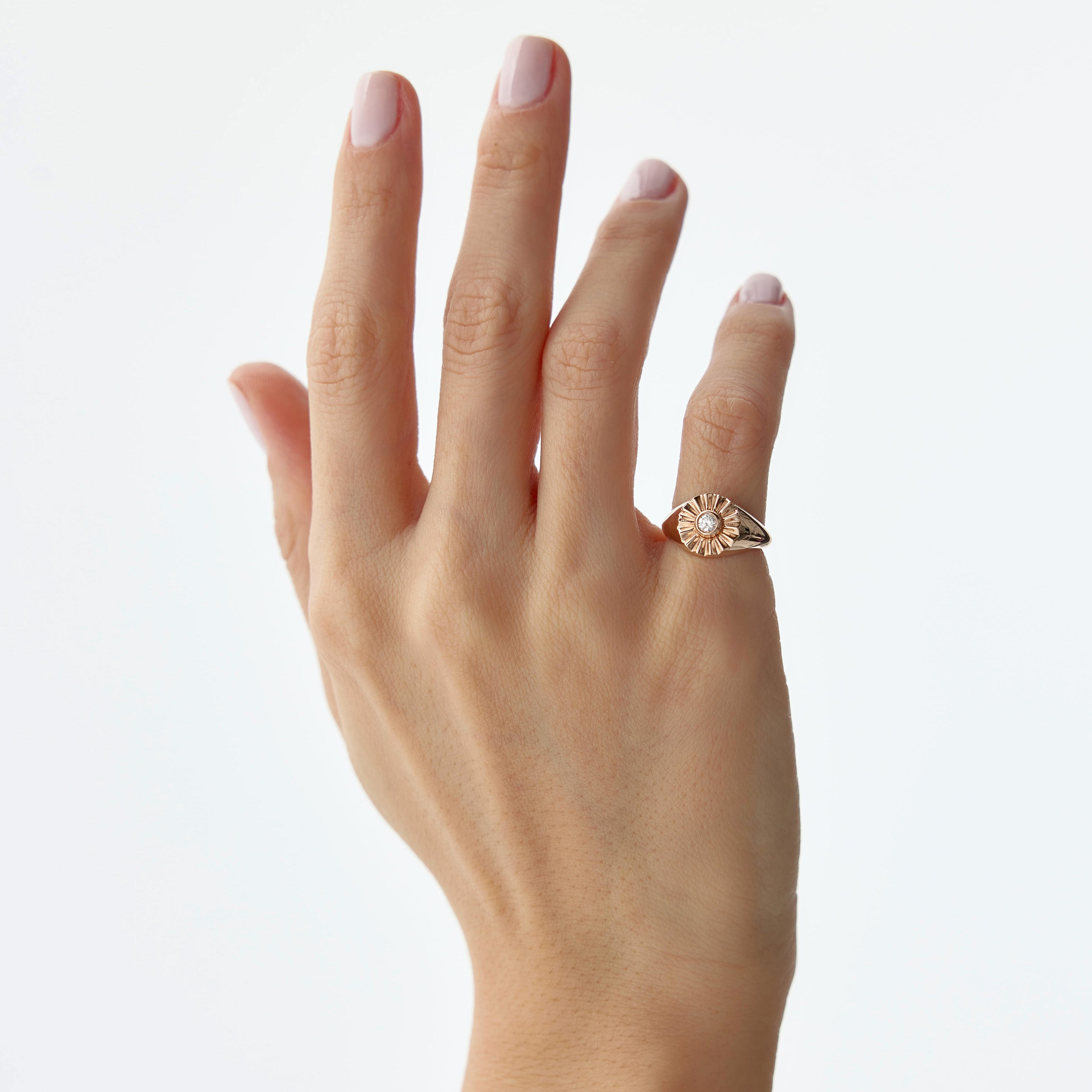 Diamond Solitaire Pinky Ring in 14K Gold