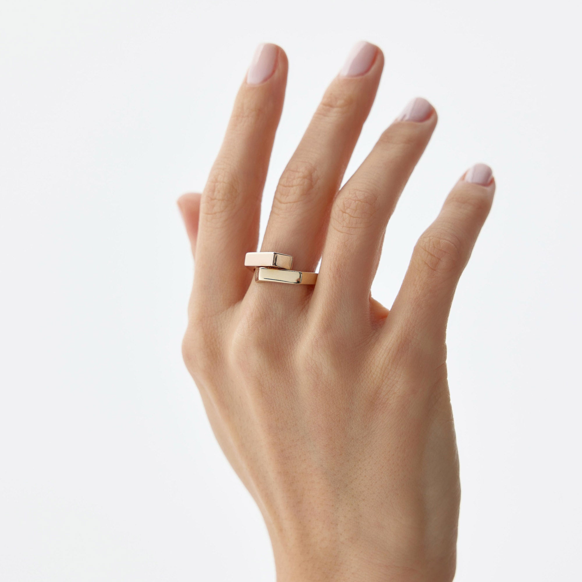 Two Tone Geometric Ring in 14K Gold