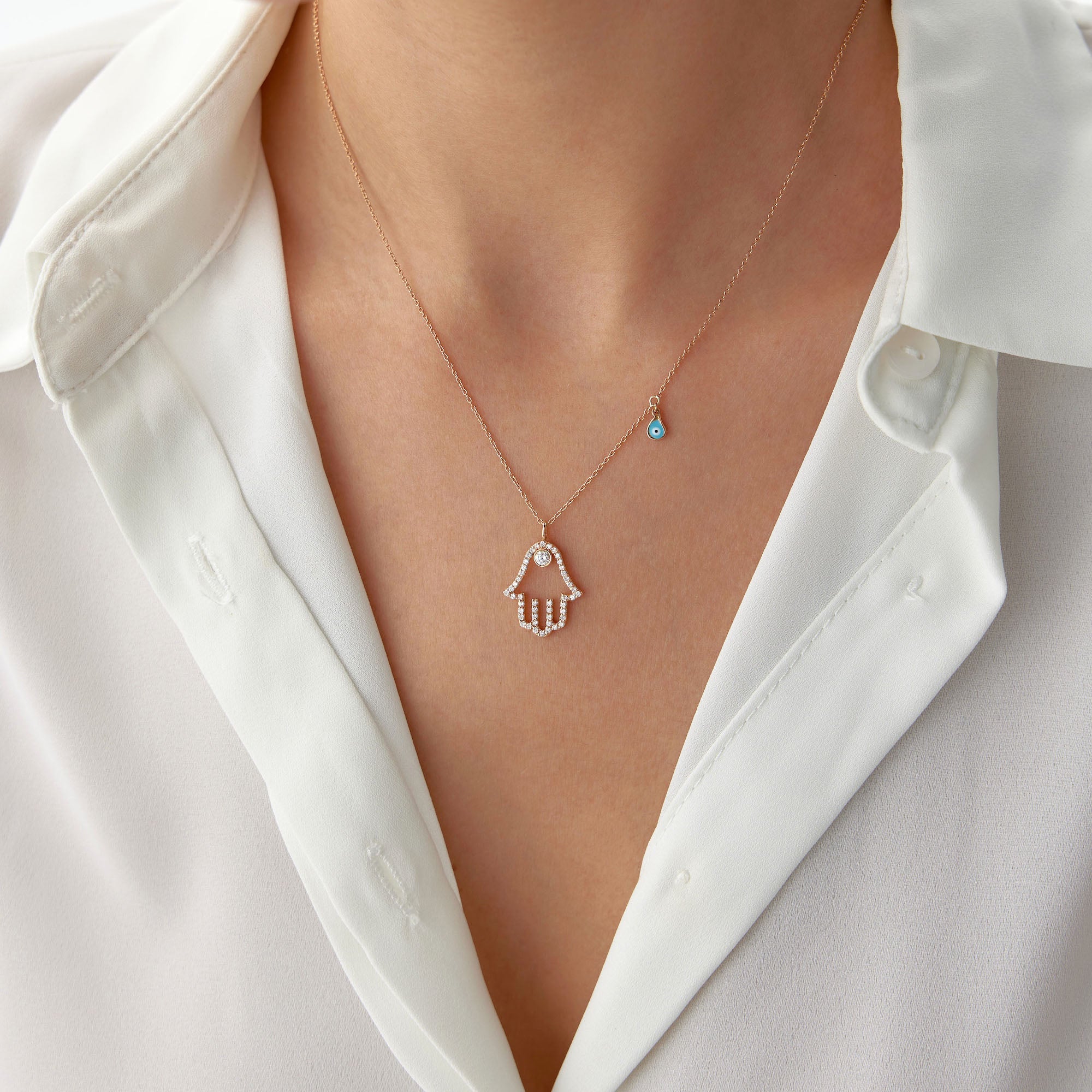 Diamond Hamsa Necklace