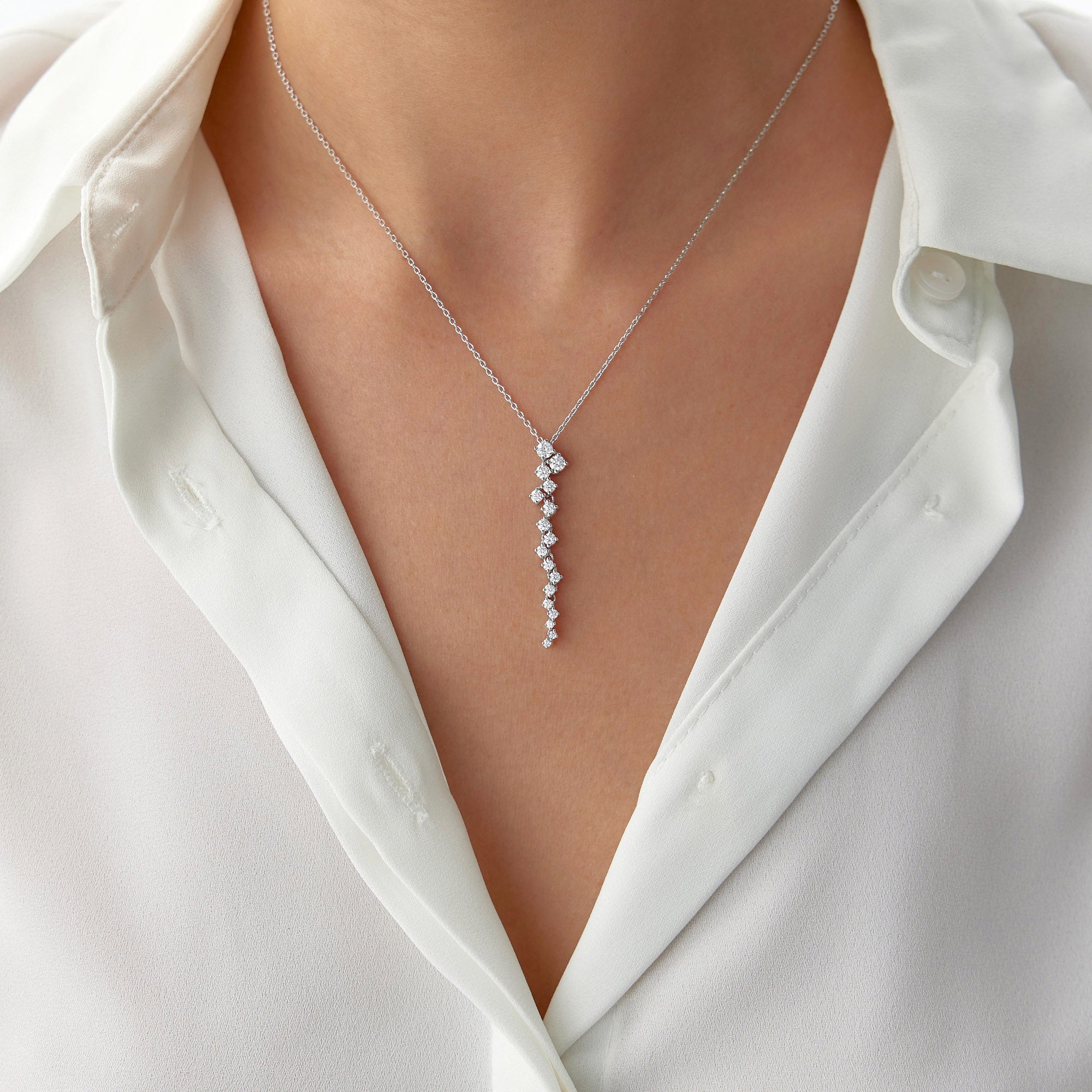 Diamond Lariat Necklace / Diamond WATERFALL