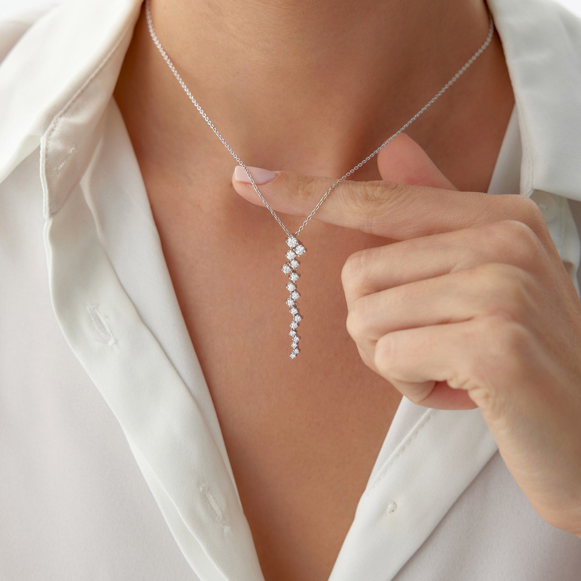 Diamond Lariat Necklace / Diamond WATERFALL