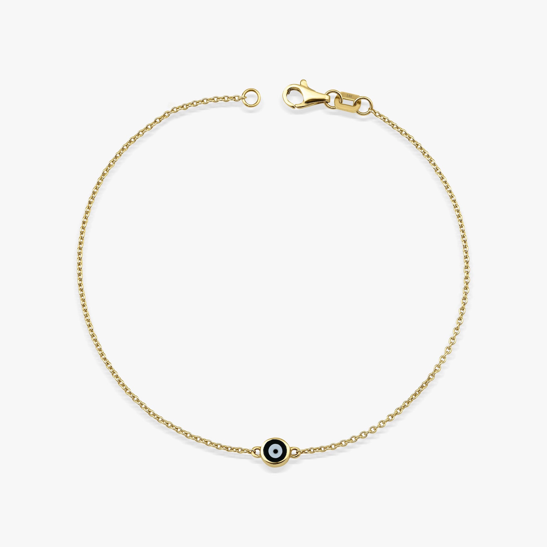 Black Evil Eye Bracelet in 14K Gold