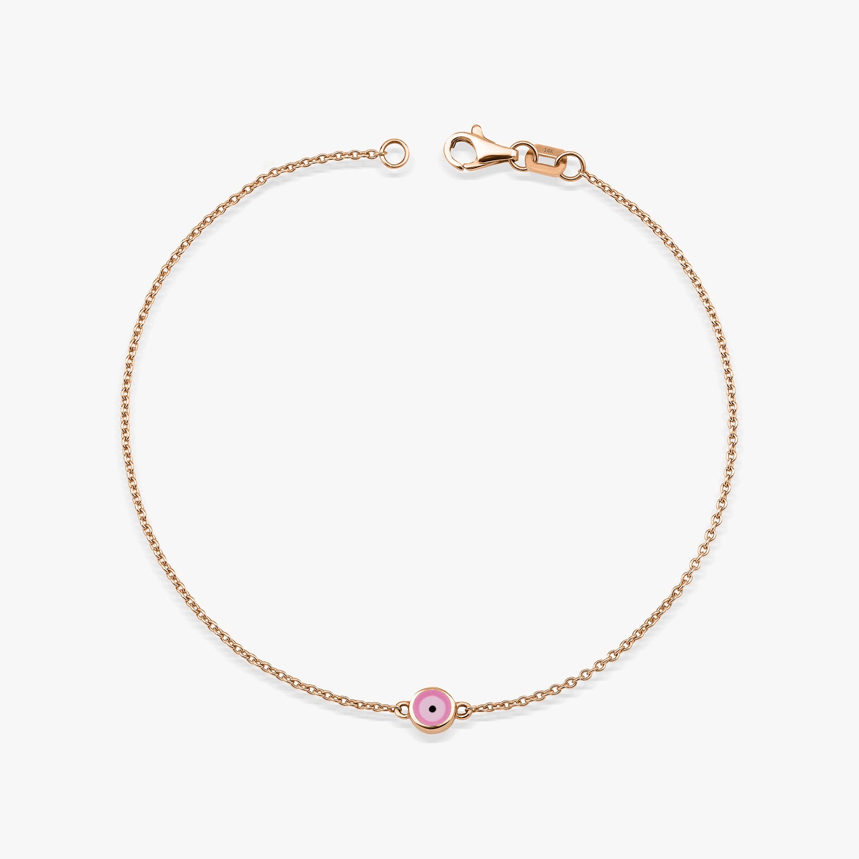 Pink Evil Eye Bracelet in 14K Gold