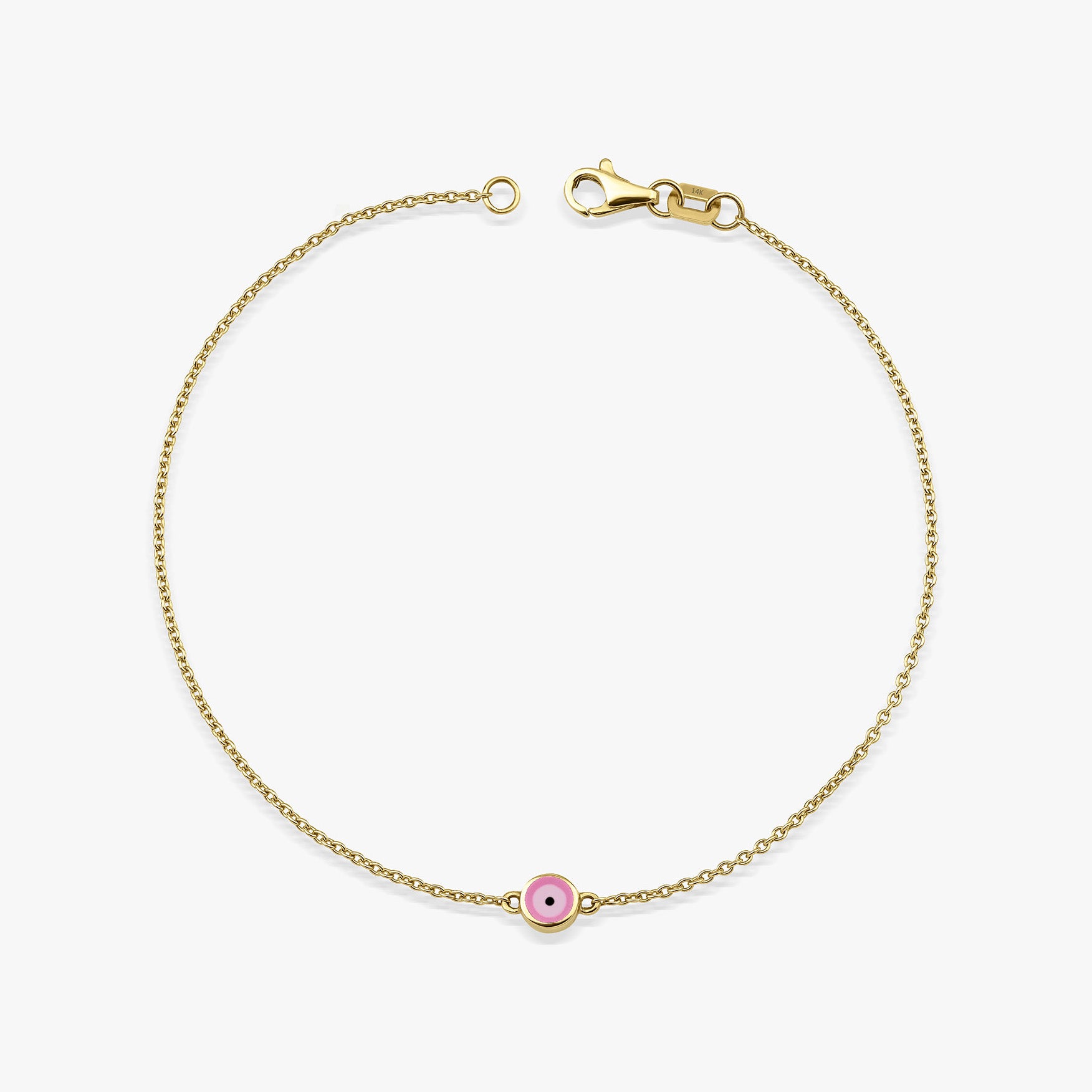 Pink Evil Eye Bracelet in 14K Gold