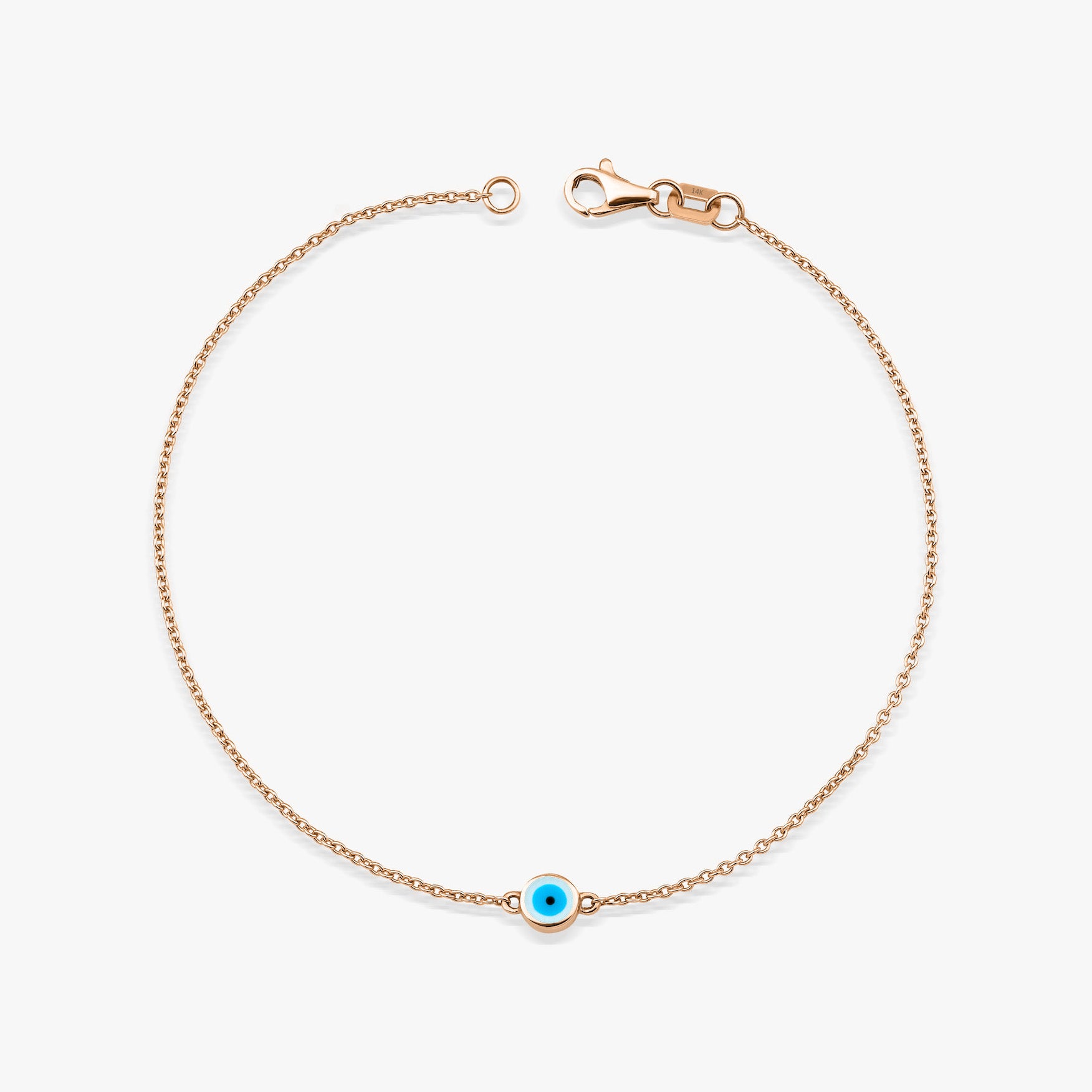 White Evil Eye Bracelet in 14K Gold