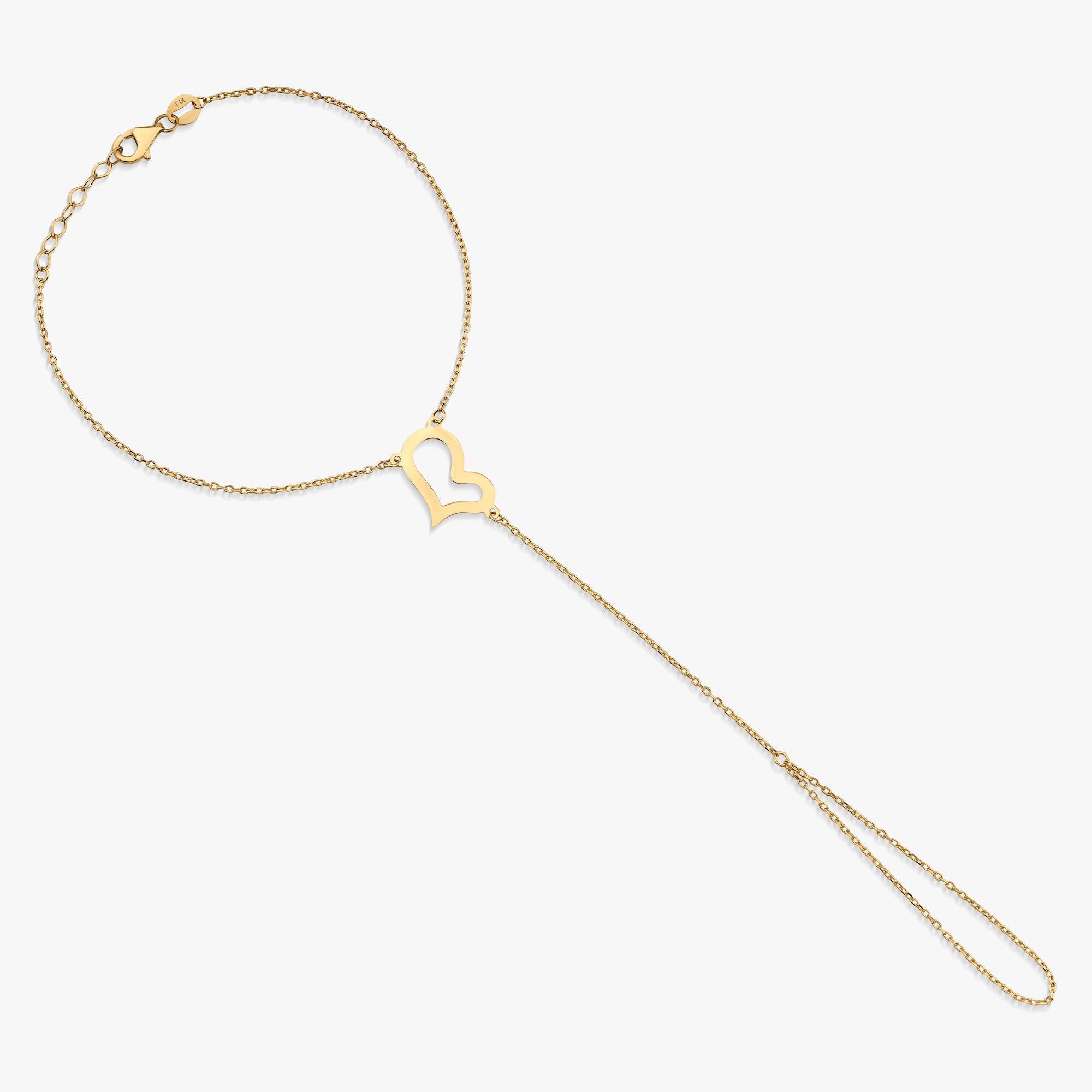 Heart Hand Chain Bracelet in 14K Gold