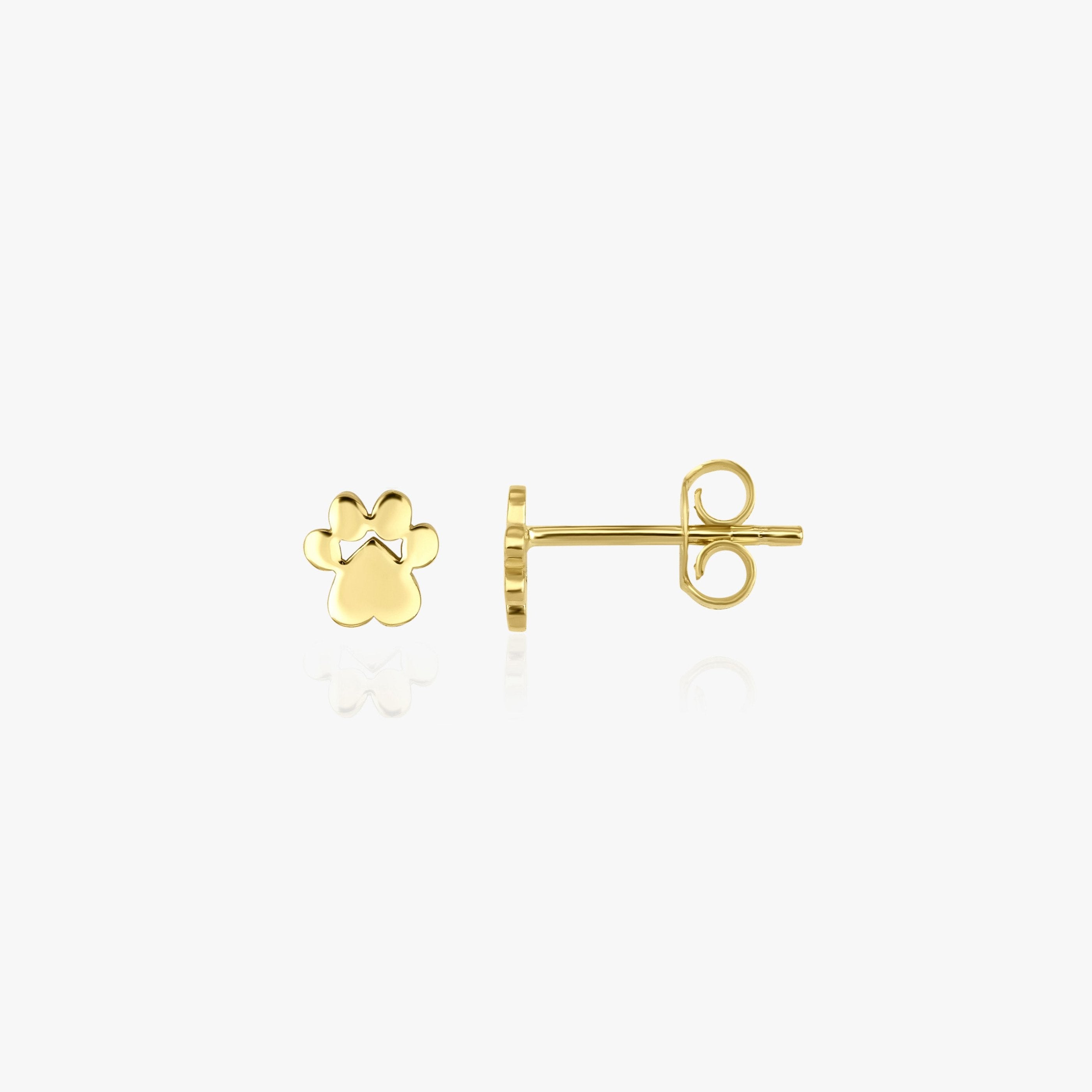 Single Golden Paw Stud in 14K Gold