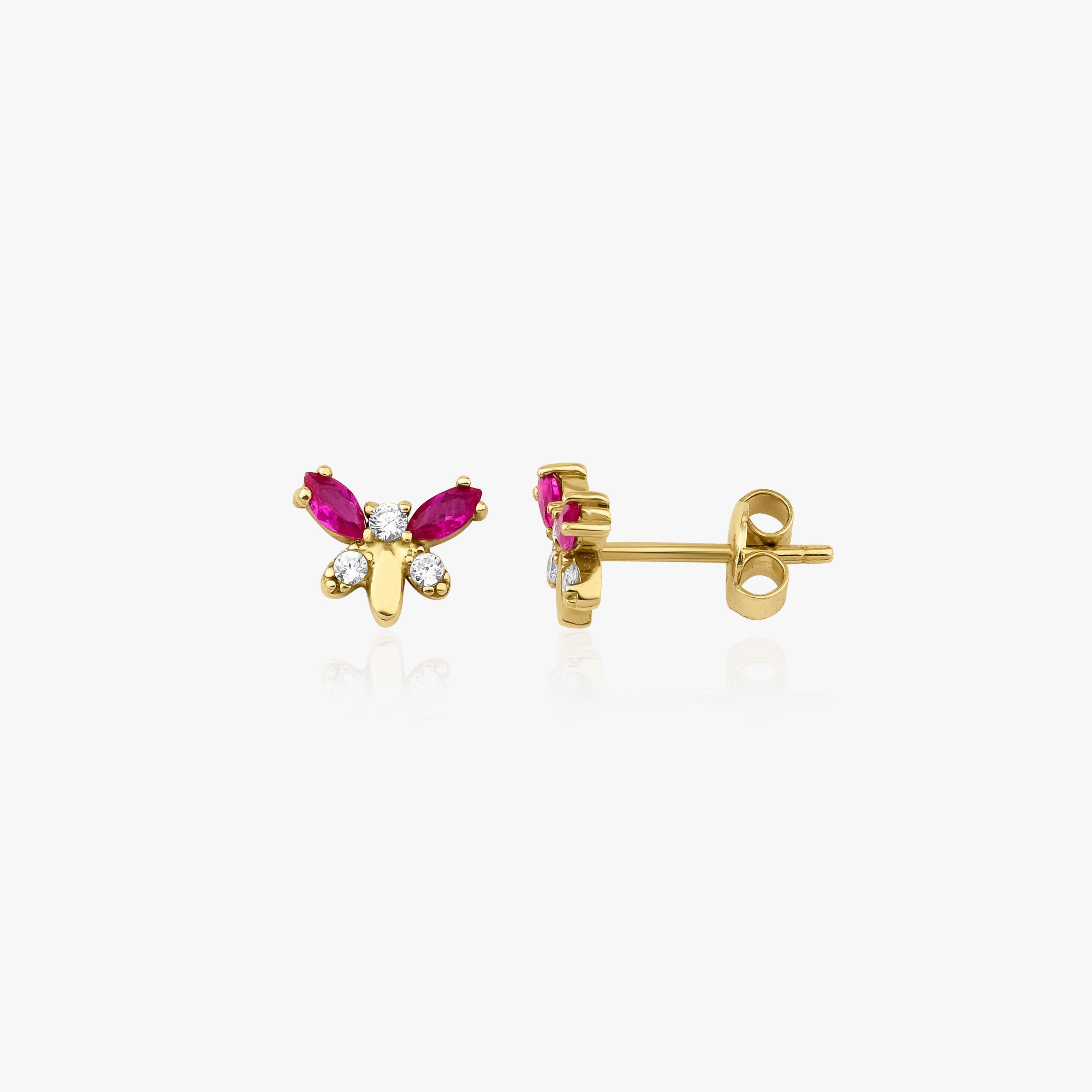 Butterfly Stud Earrings in 14K Gold