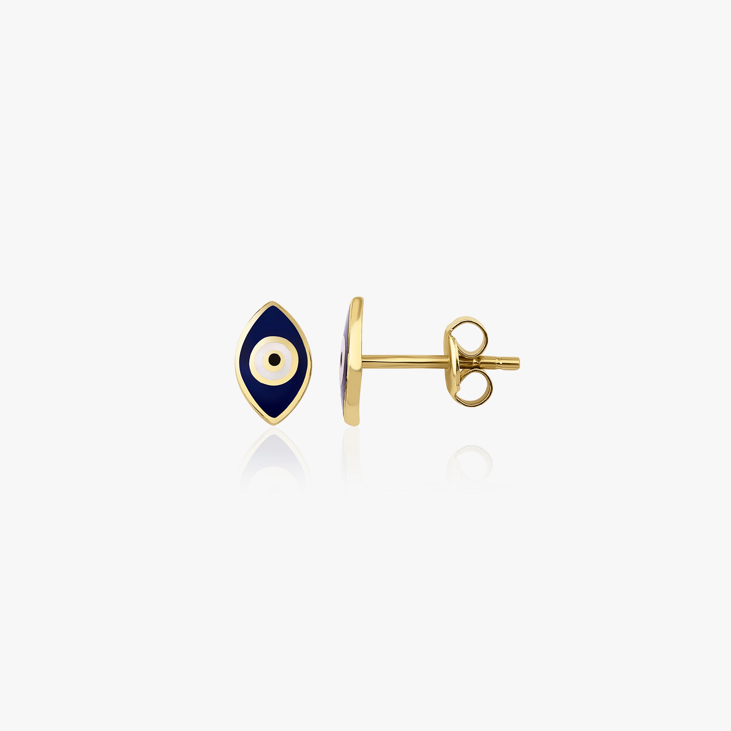 Evil Eye Stud Earrings in 14K Gold