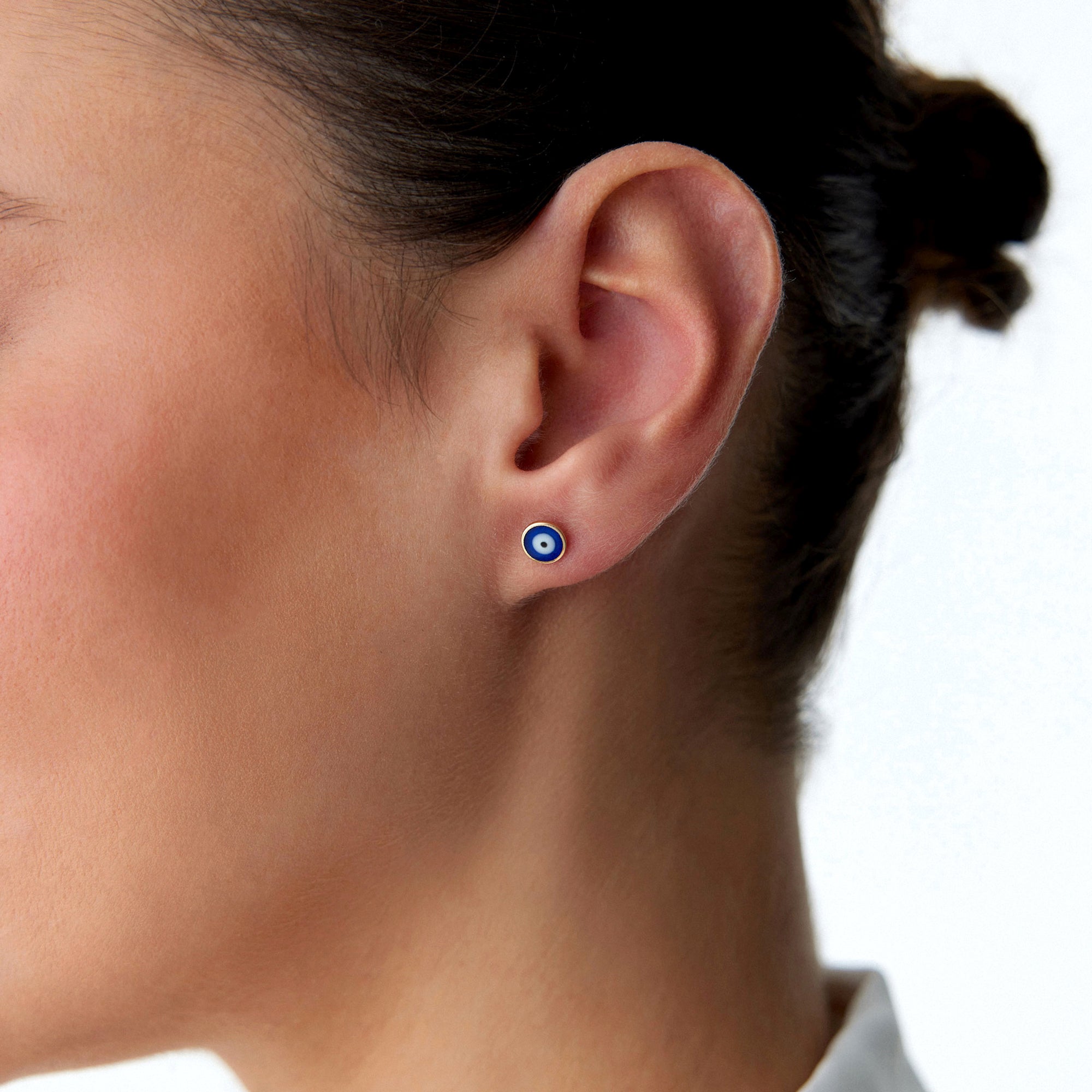 Evil Eye Studs in 14K Gold