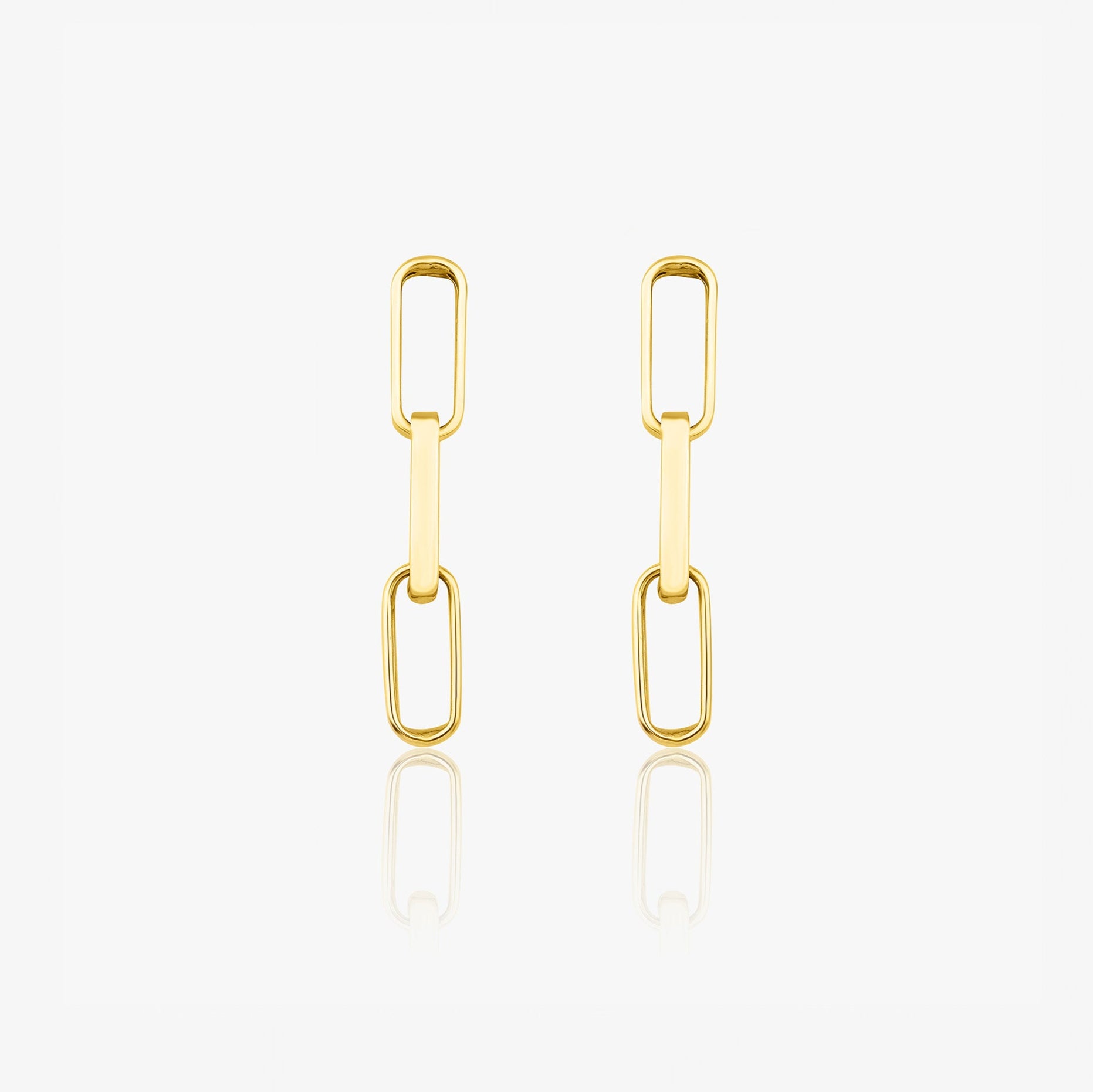 Paperclip Drop Earrings in 14K Gold