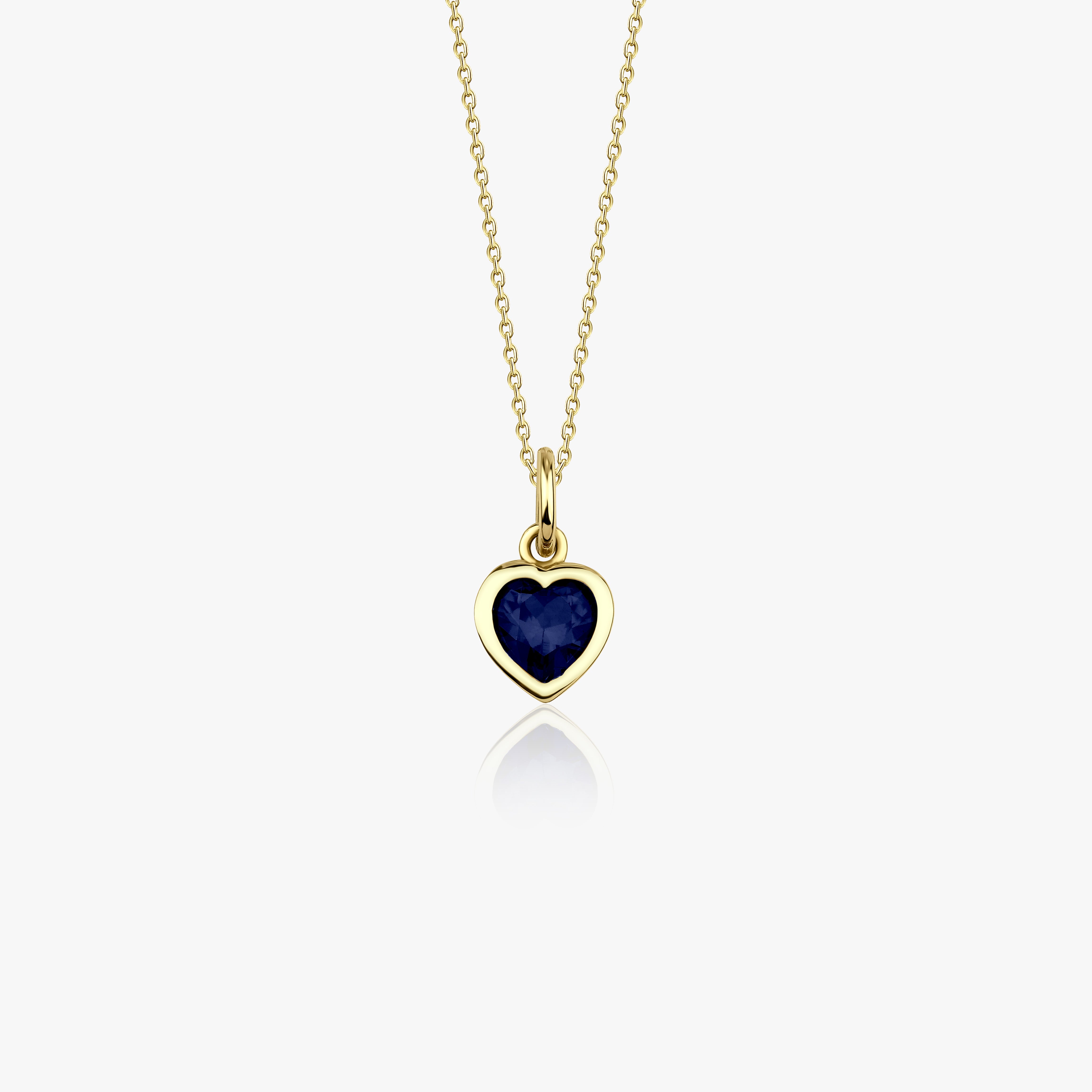Blue Gemstone Heart Pendant Necklace in 14K Gold