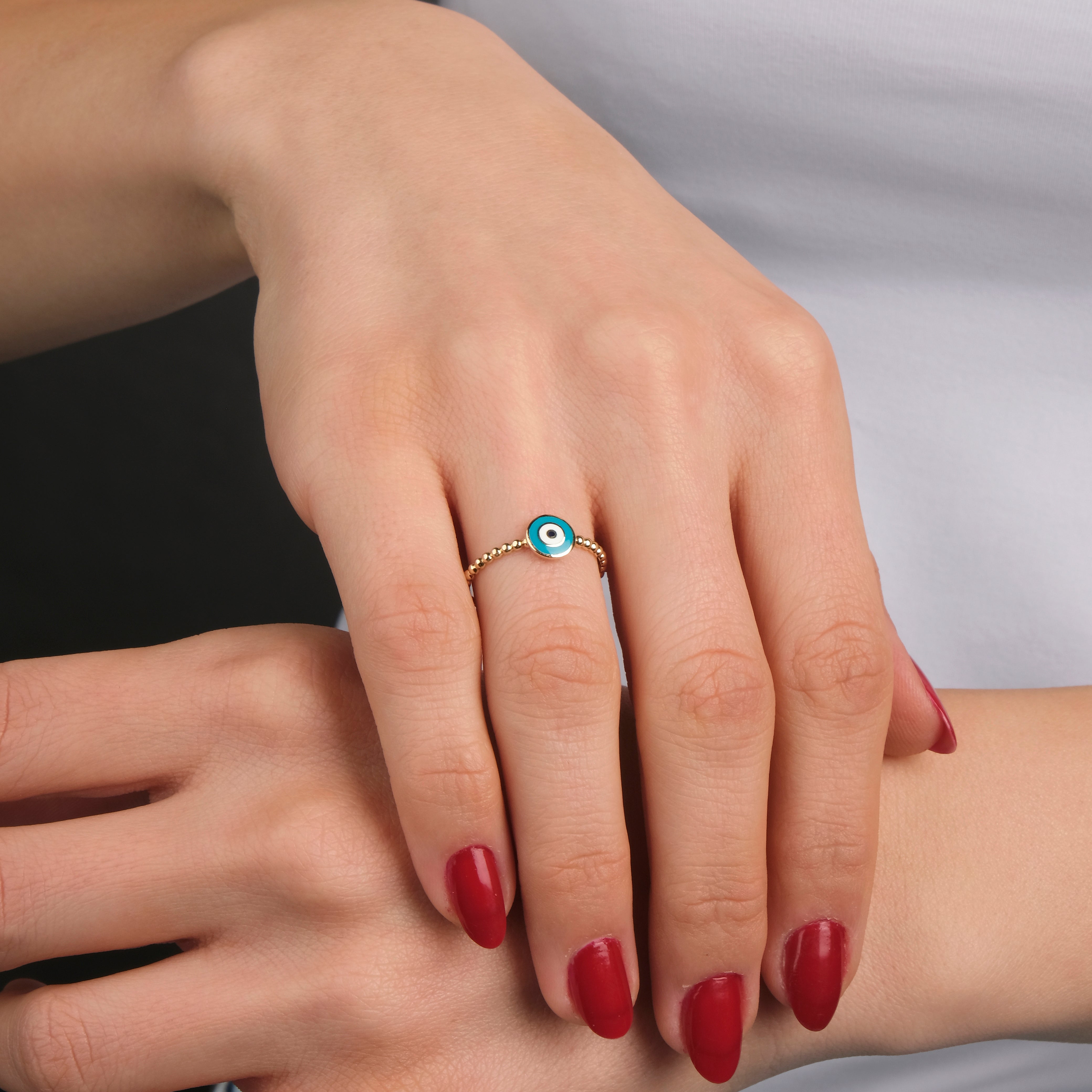 Evil Eye Ring in 14K Gold
