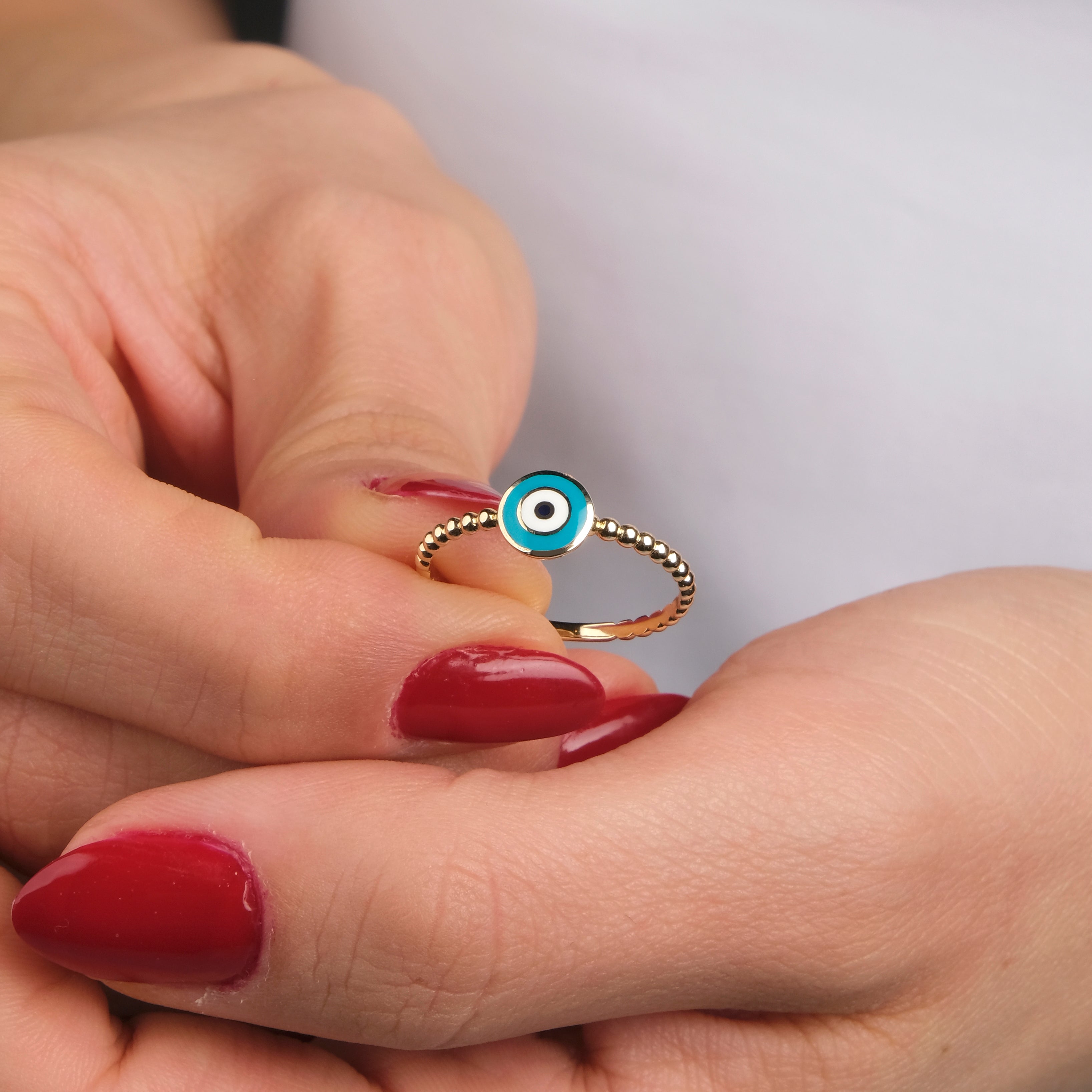 Evil Eye Ring in 14K Gold