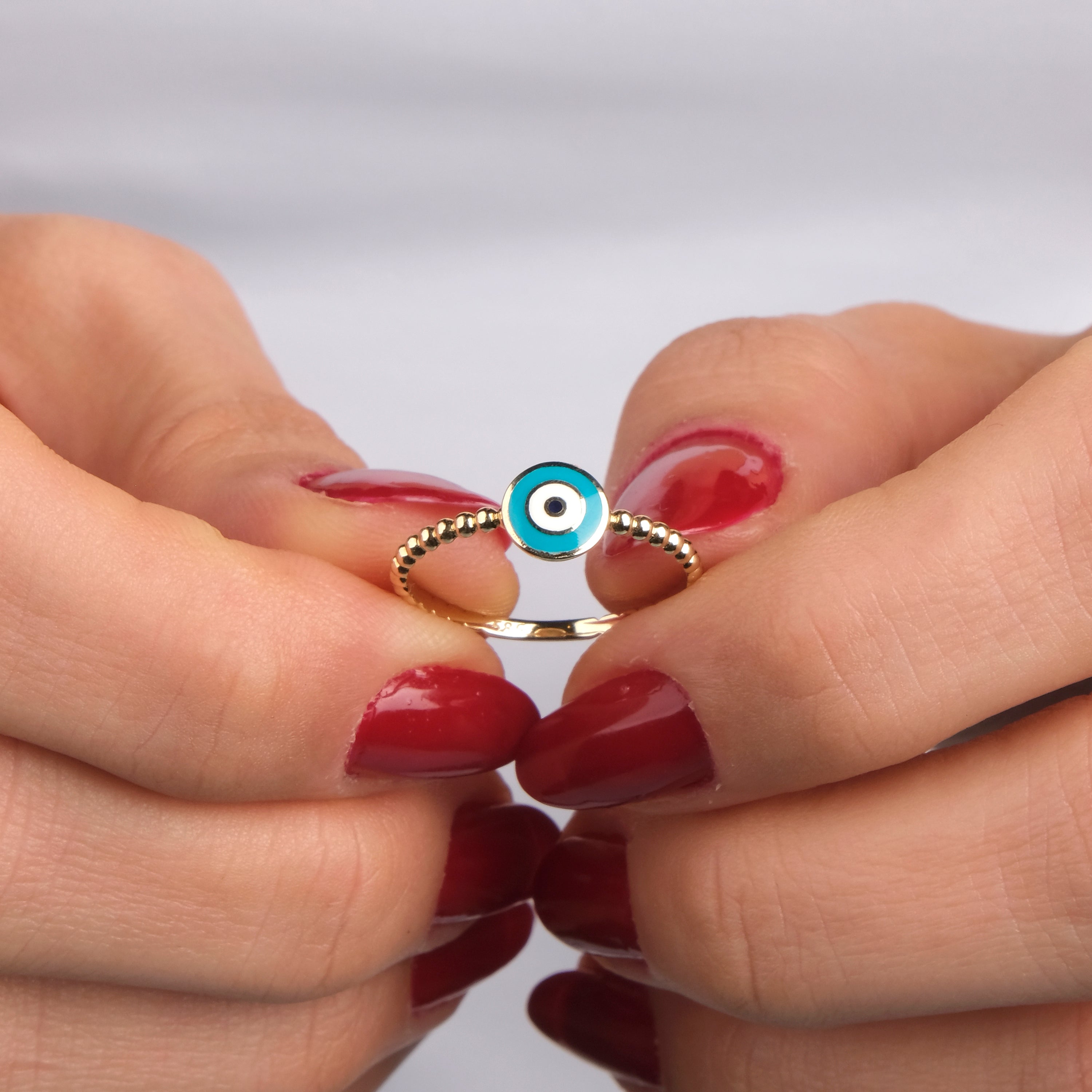 Evil Eye Ring in 14K Gold