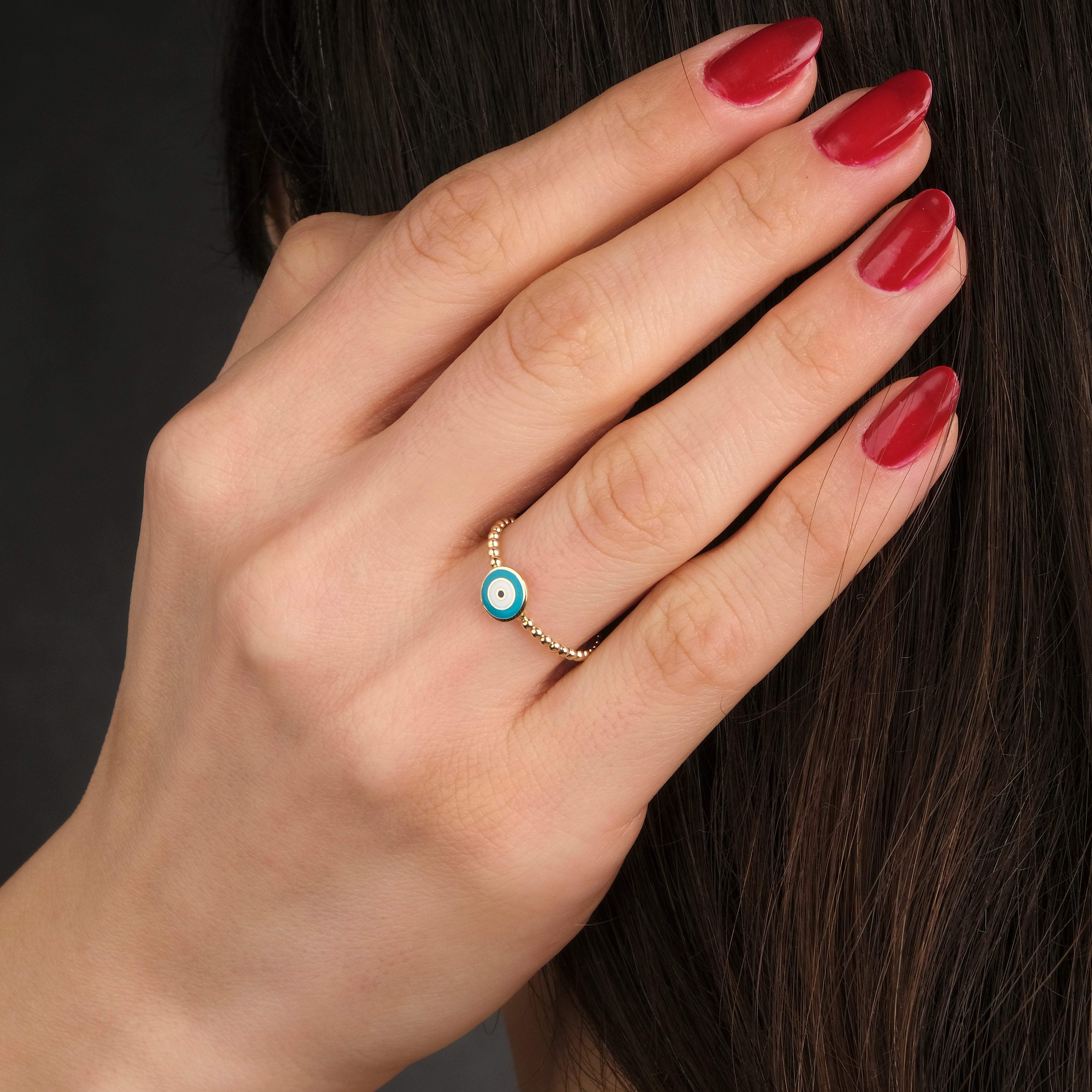 Evil Eye Ring in 14K Gold