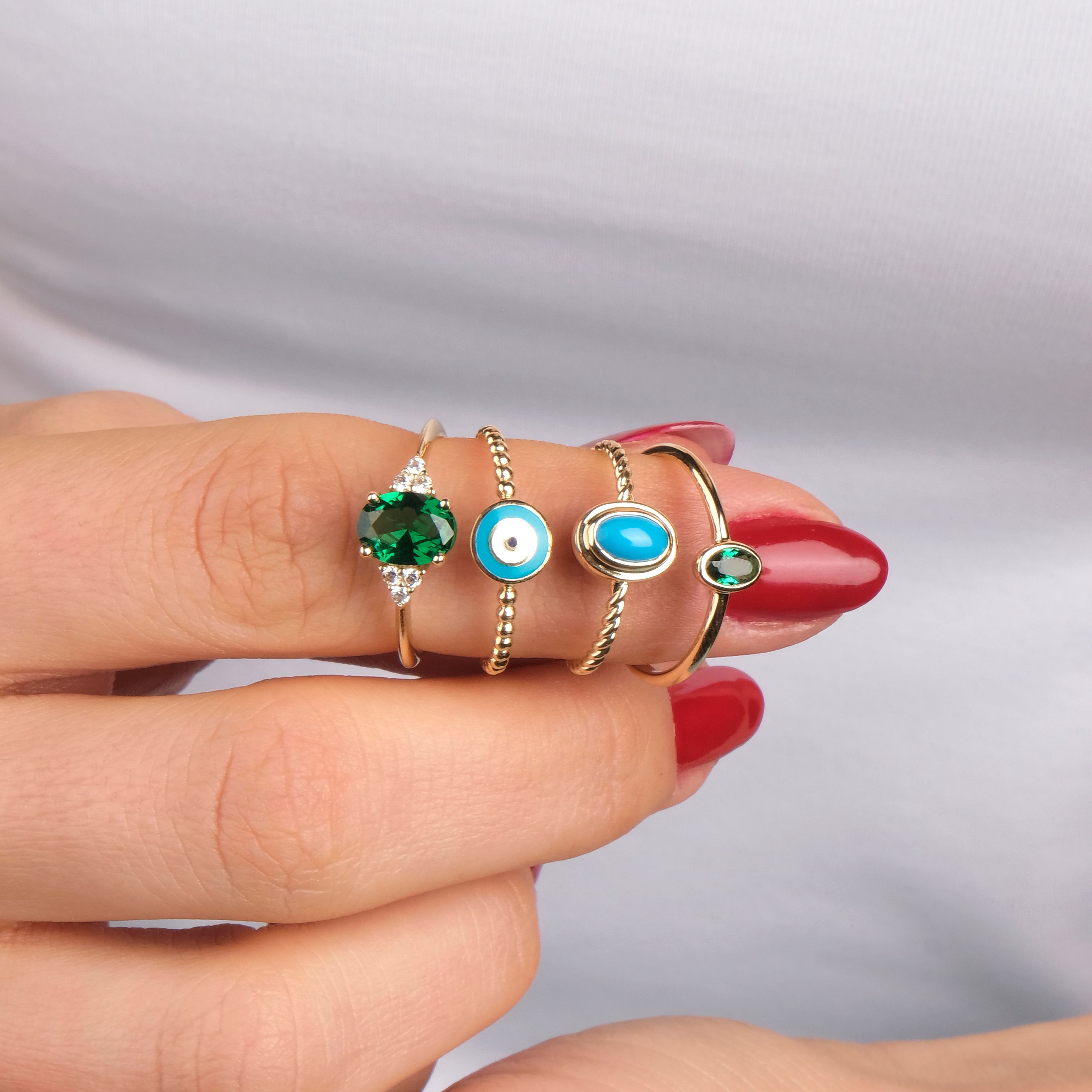 Evil Eye Ring in 14K Gold