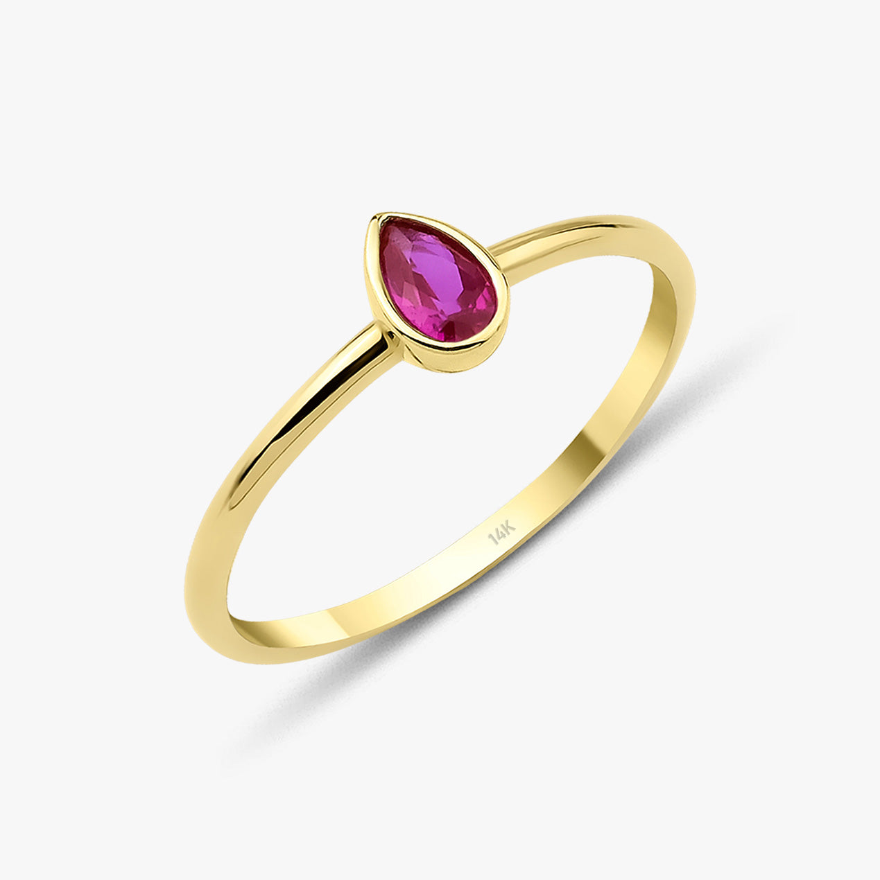 Thin Drop Cut Gemstone Ring in 14K Gold