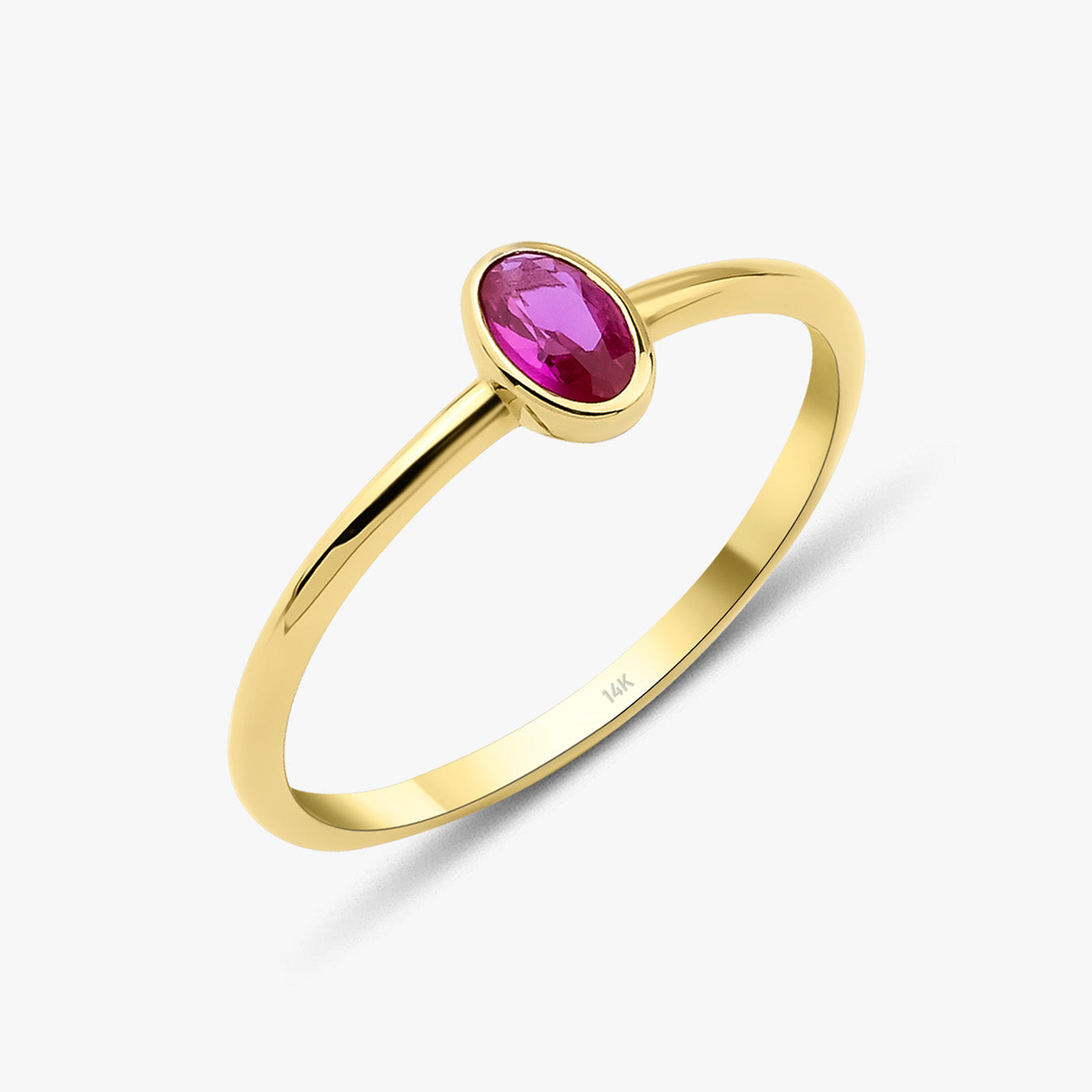 Thin Oval Cut Gemstone Ring in 14K Gold