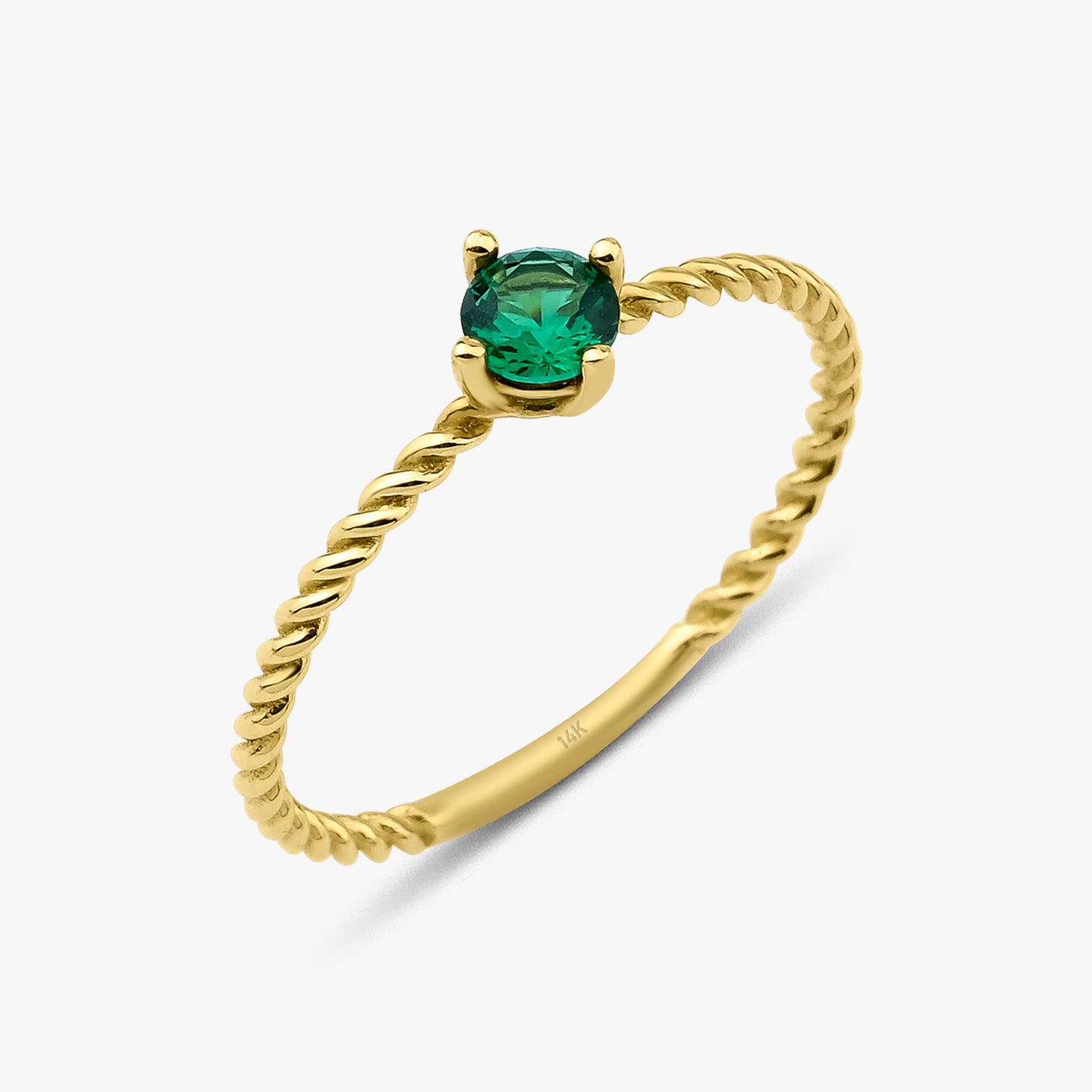 Round Cut Gemstone Ring in 14K Gold