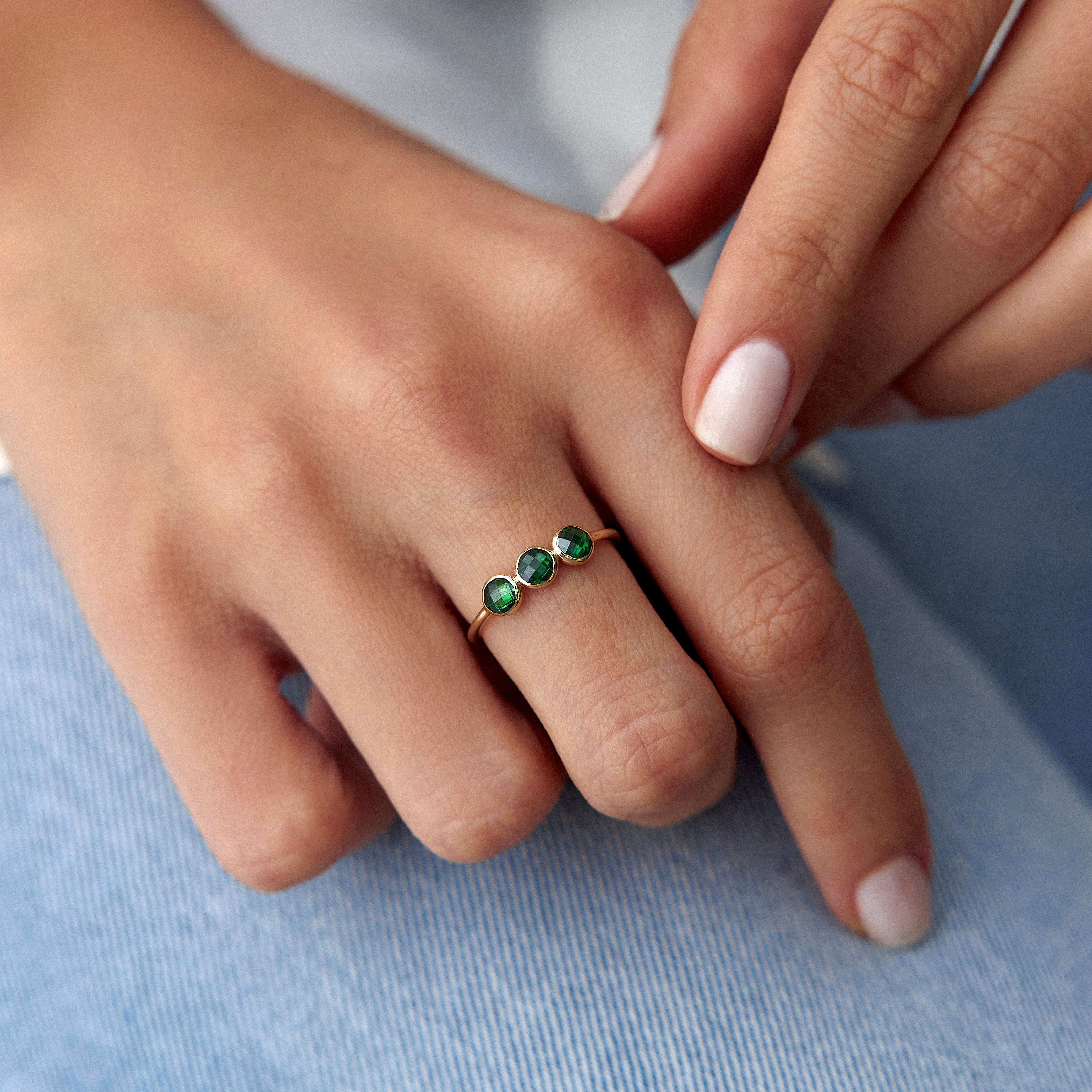 Rose Cut Crystal Ring in 14K Gold