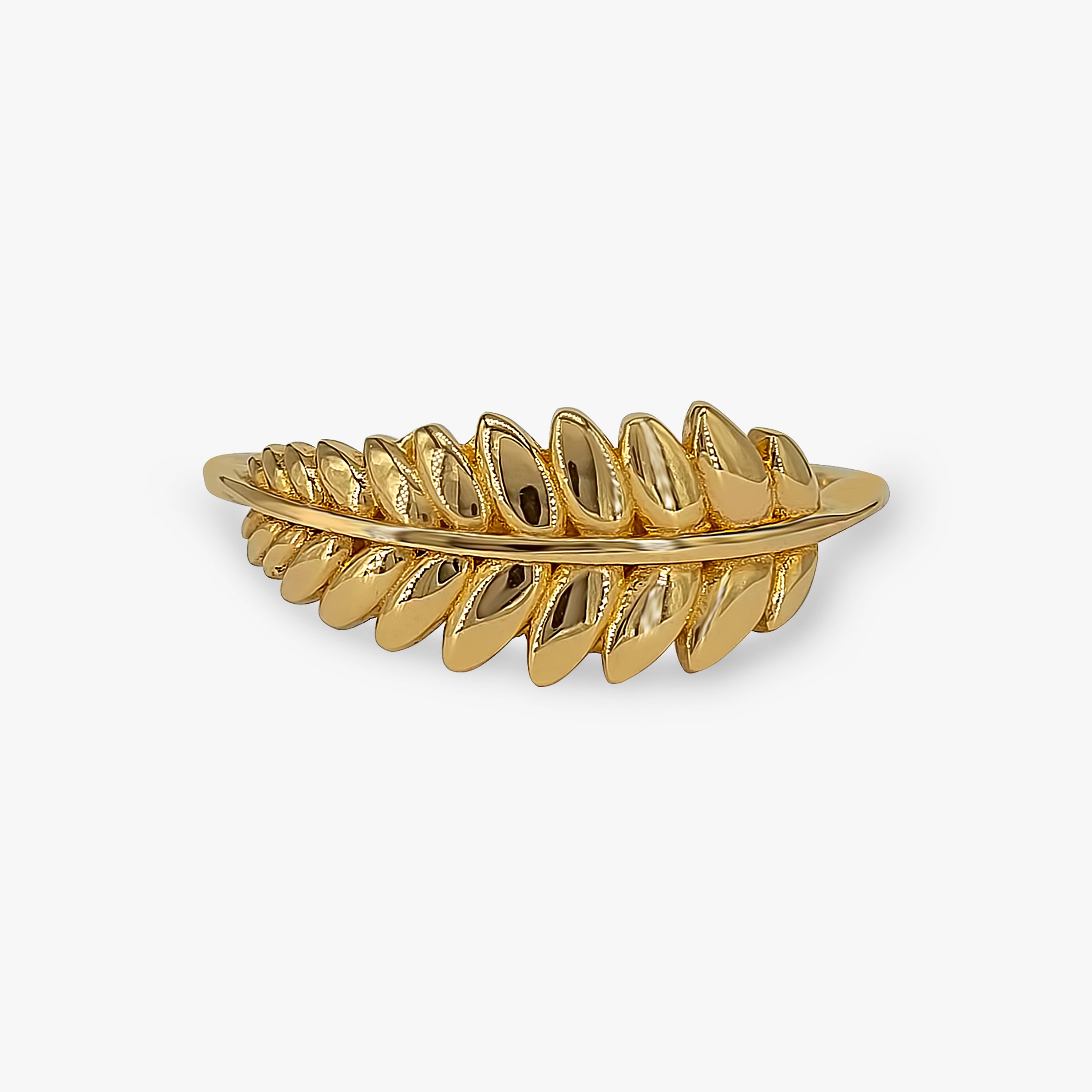 Delicate Feather Ring in 14K Gold
