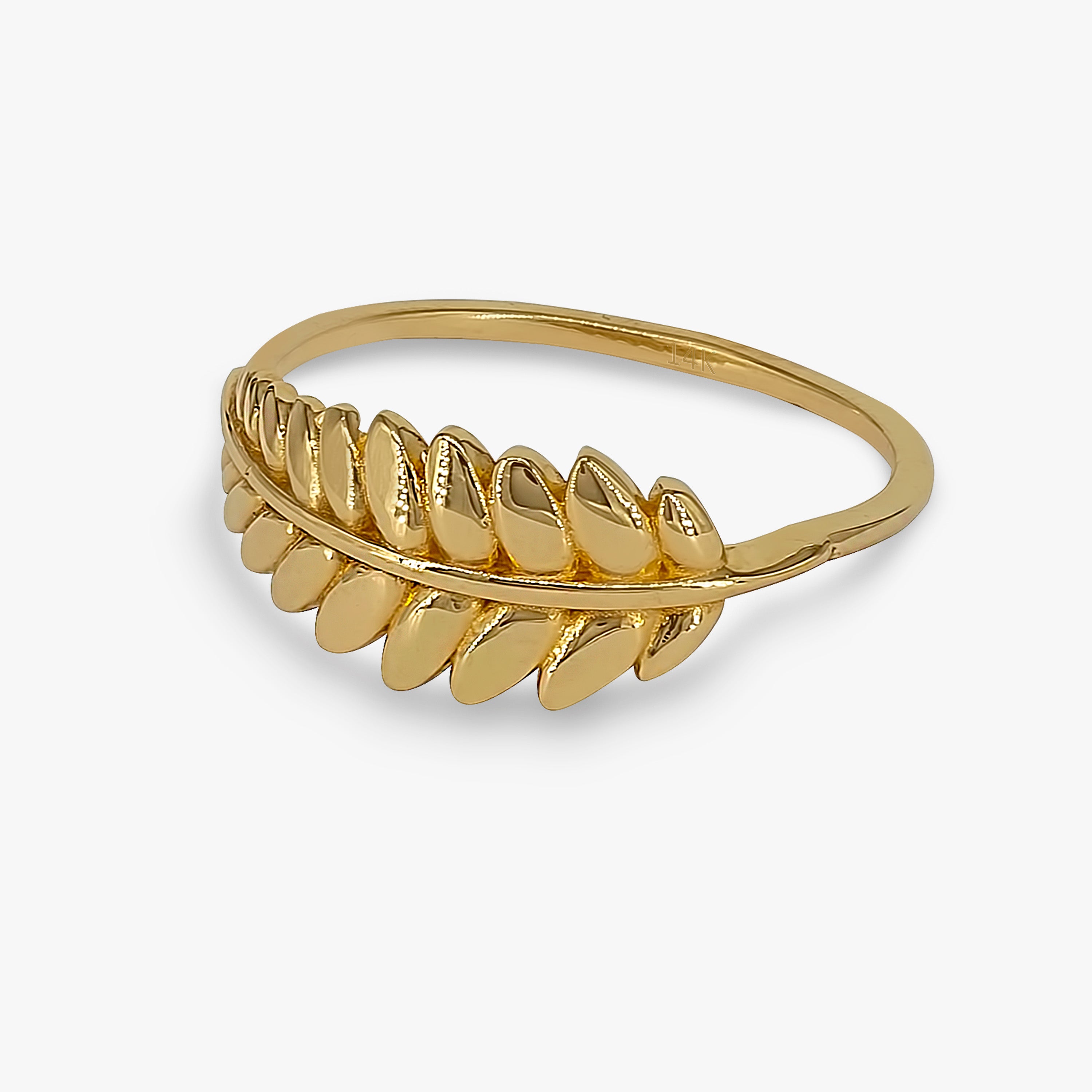 Delicate Feather Ring in 14K Gold