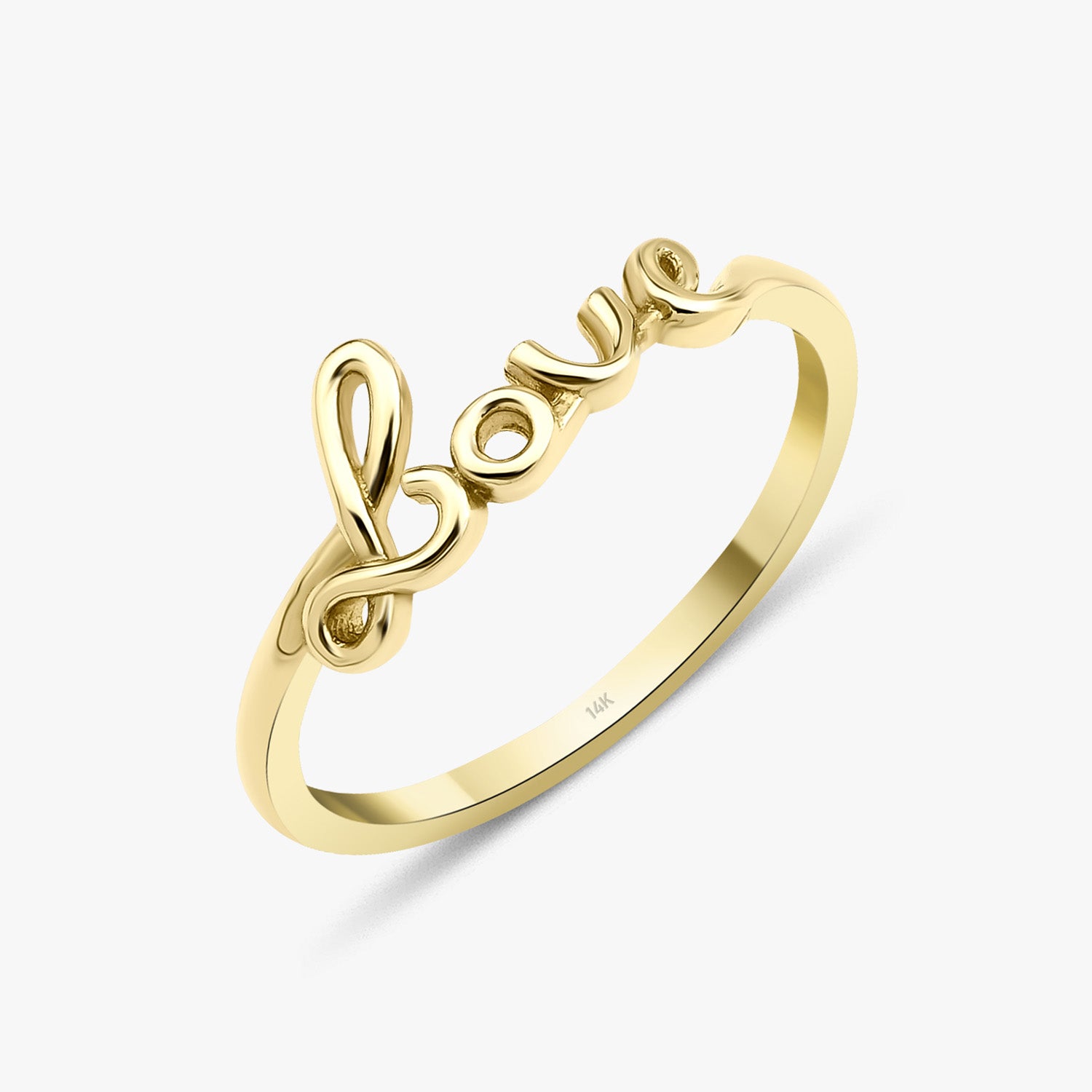 Love Script Ring in 14K Gold