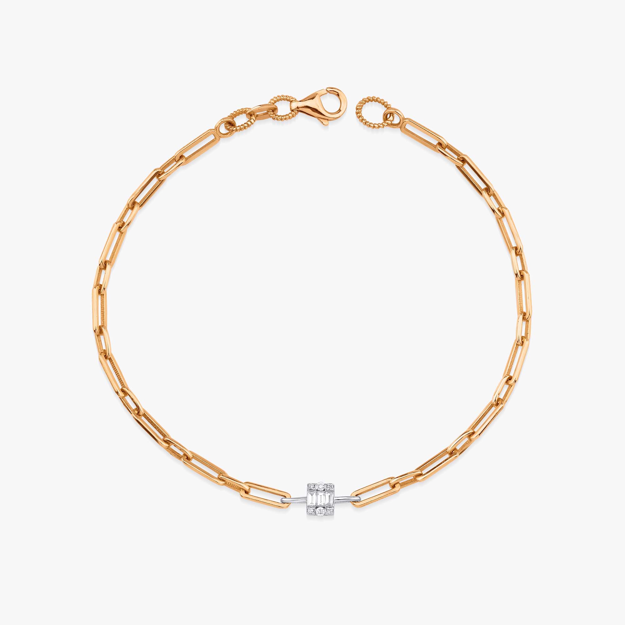 Minimal Diamond Baguette Bracelet in 14K Gold