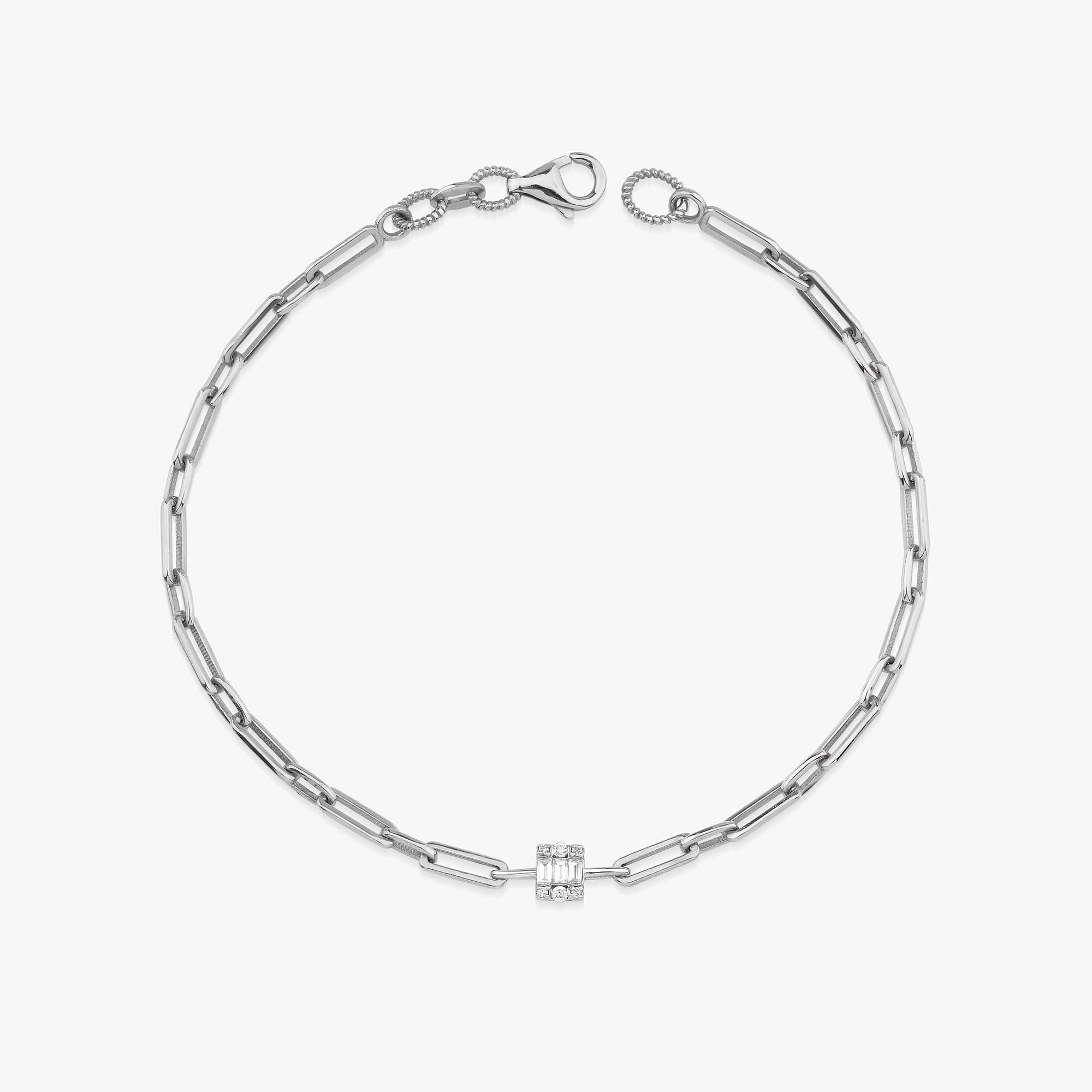 Minimal Diamond Baguette Bracelet in 14K Gold