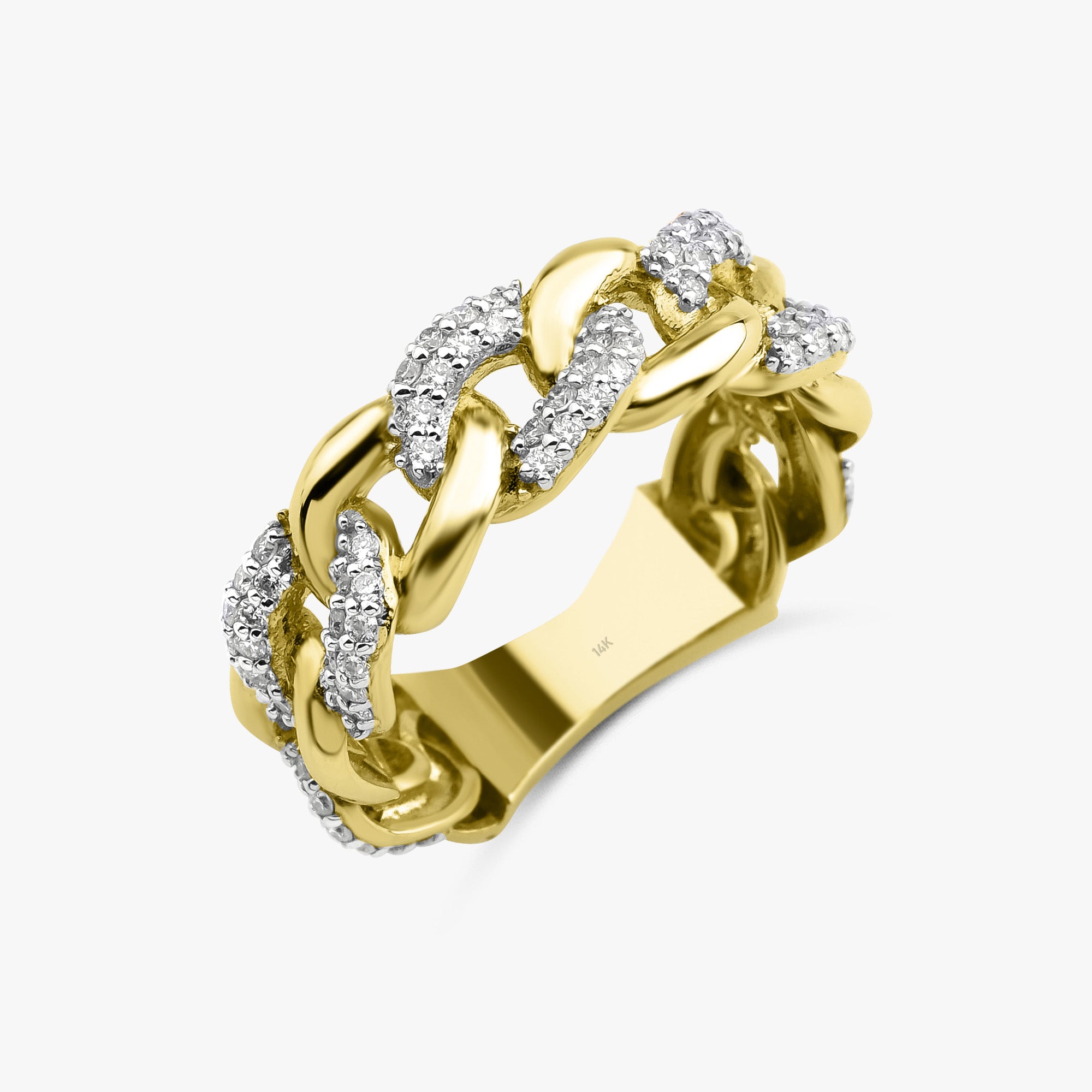 Diamond Cuban Link Ring in 14K Gold